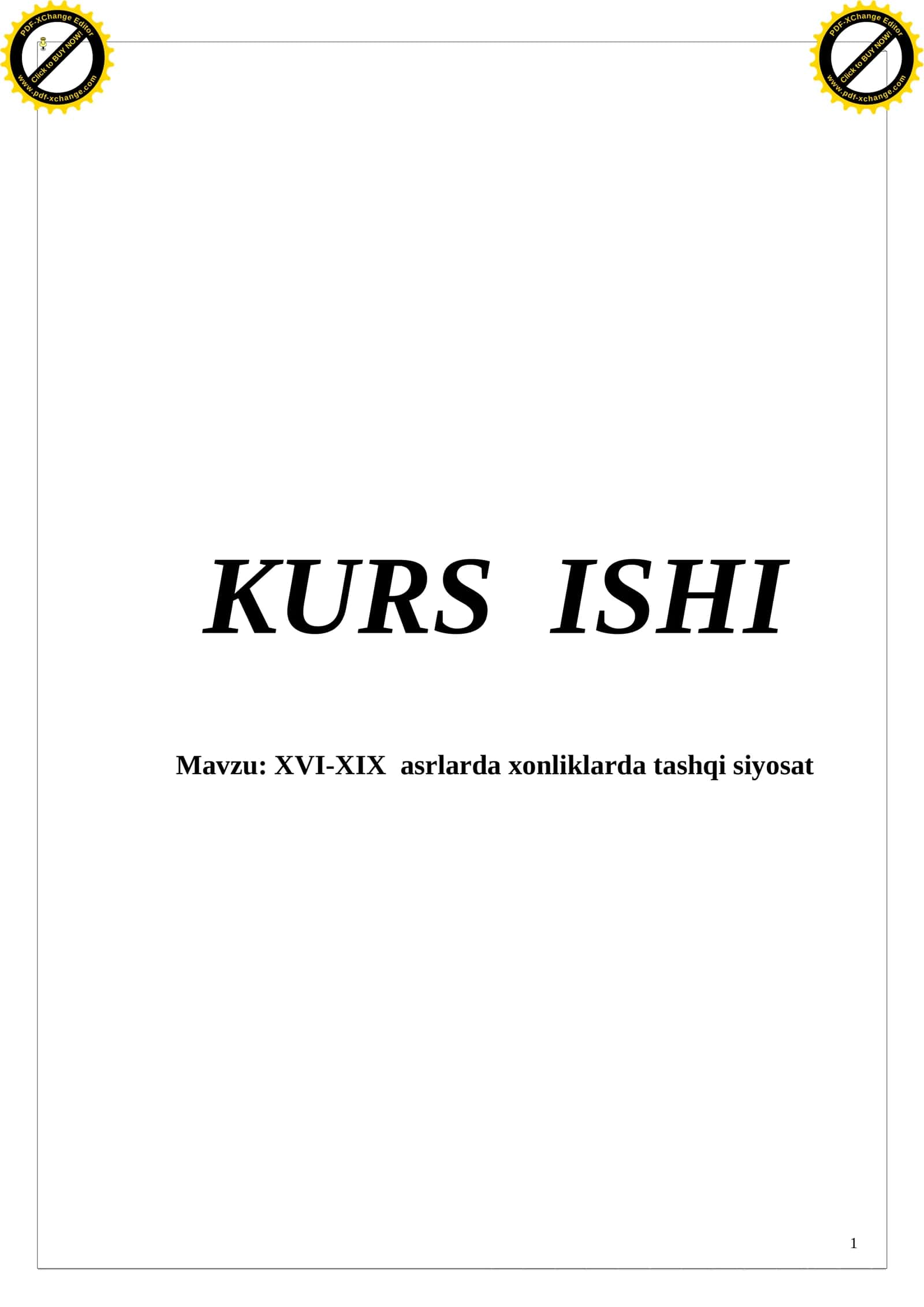 XVI-XIX asrlarda xonliklarda tashqi siyosat