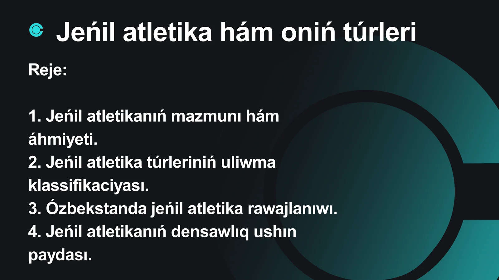 Jeńil atletika hám oniń túrleri