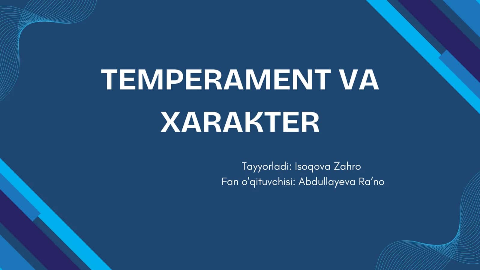 TEMPERAMENT VA XARAKTER