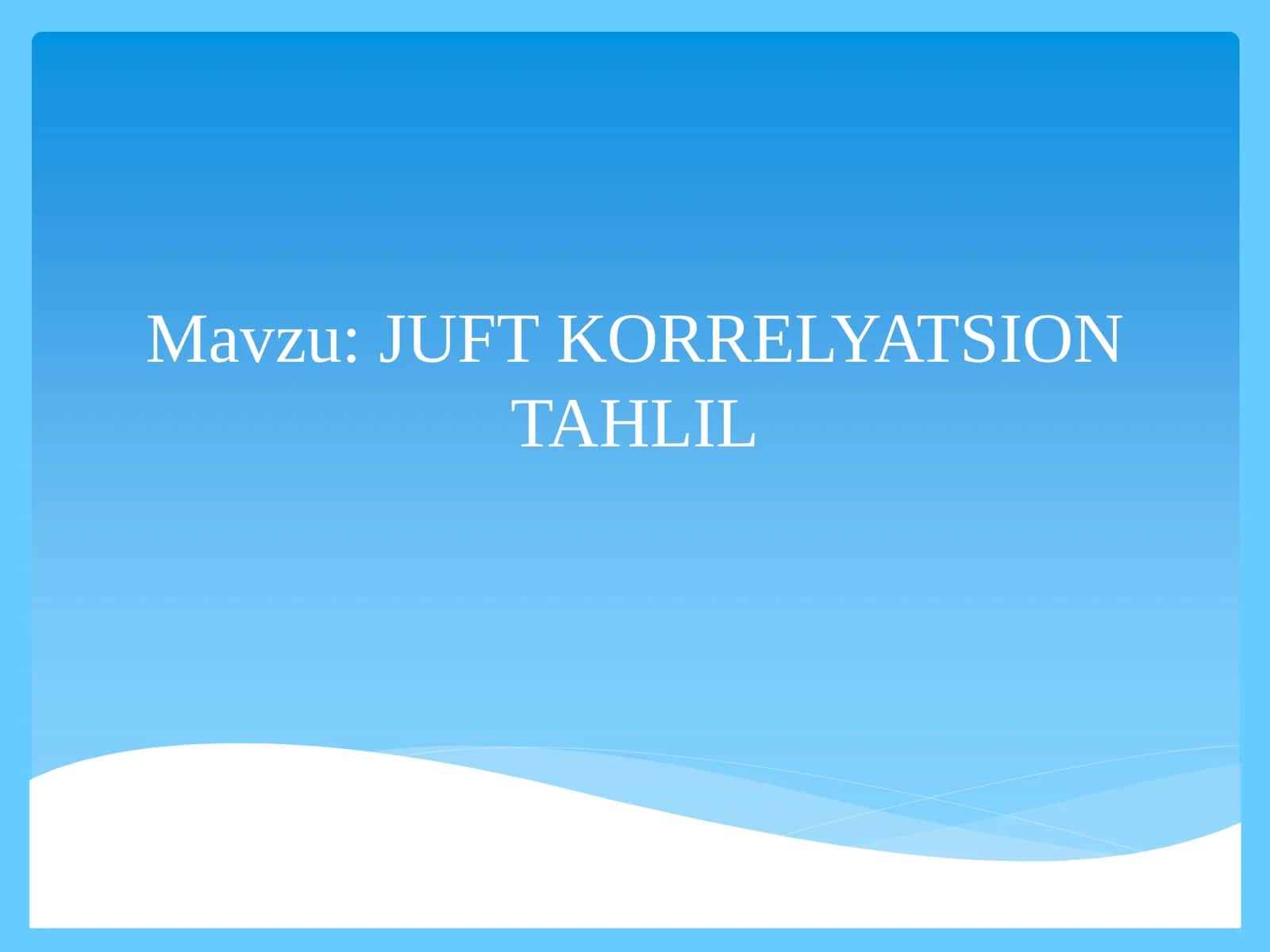 JUFT KORRELYATSION