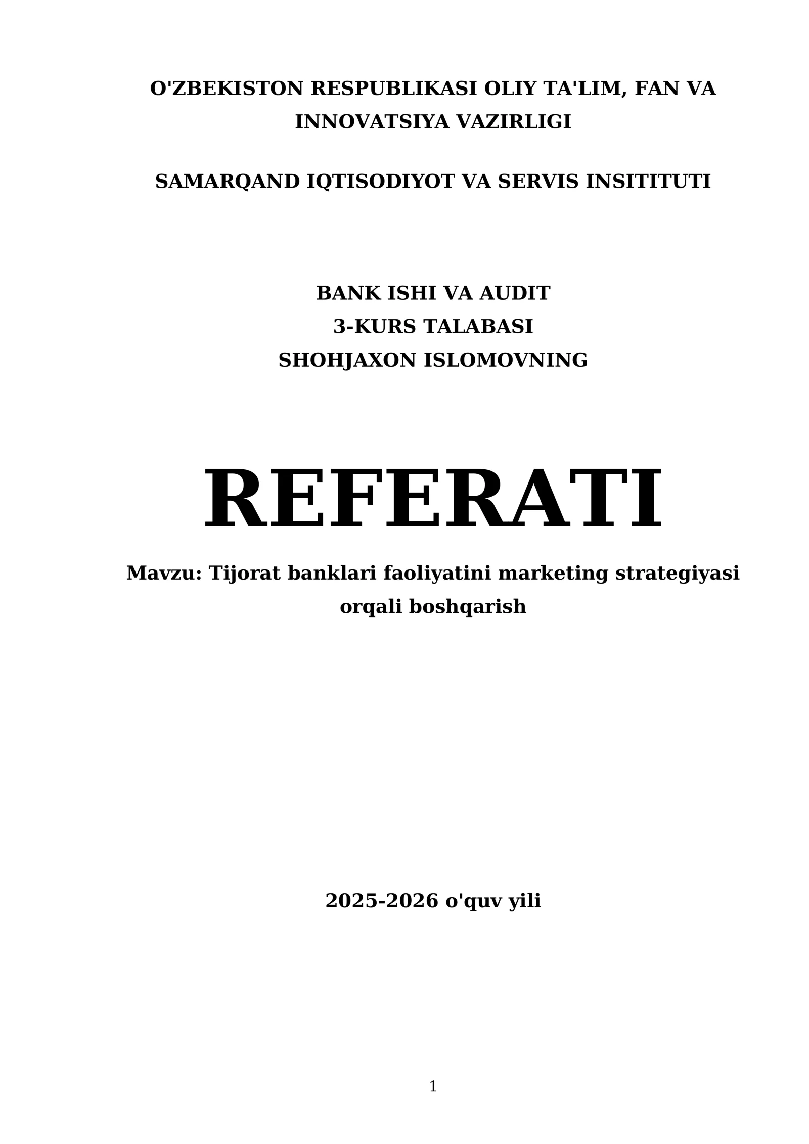 Tijorat banklari faoliyatini marketing strategiyasi orqali boshqarish
