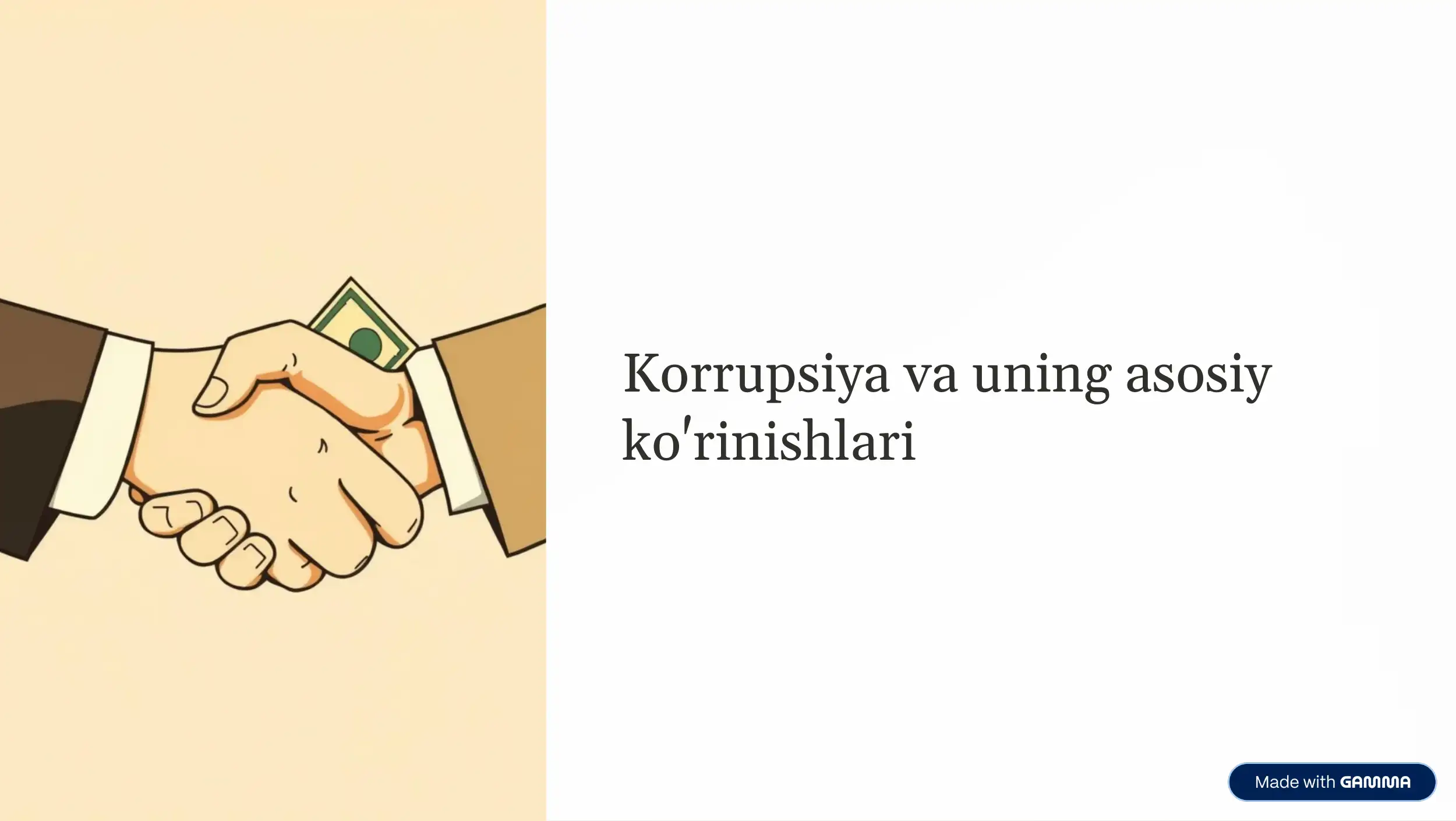 Korrupsiya va uning asosiy ko'rinishlari