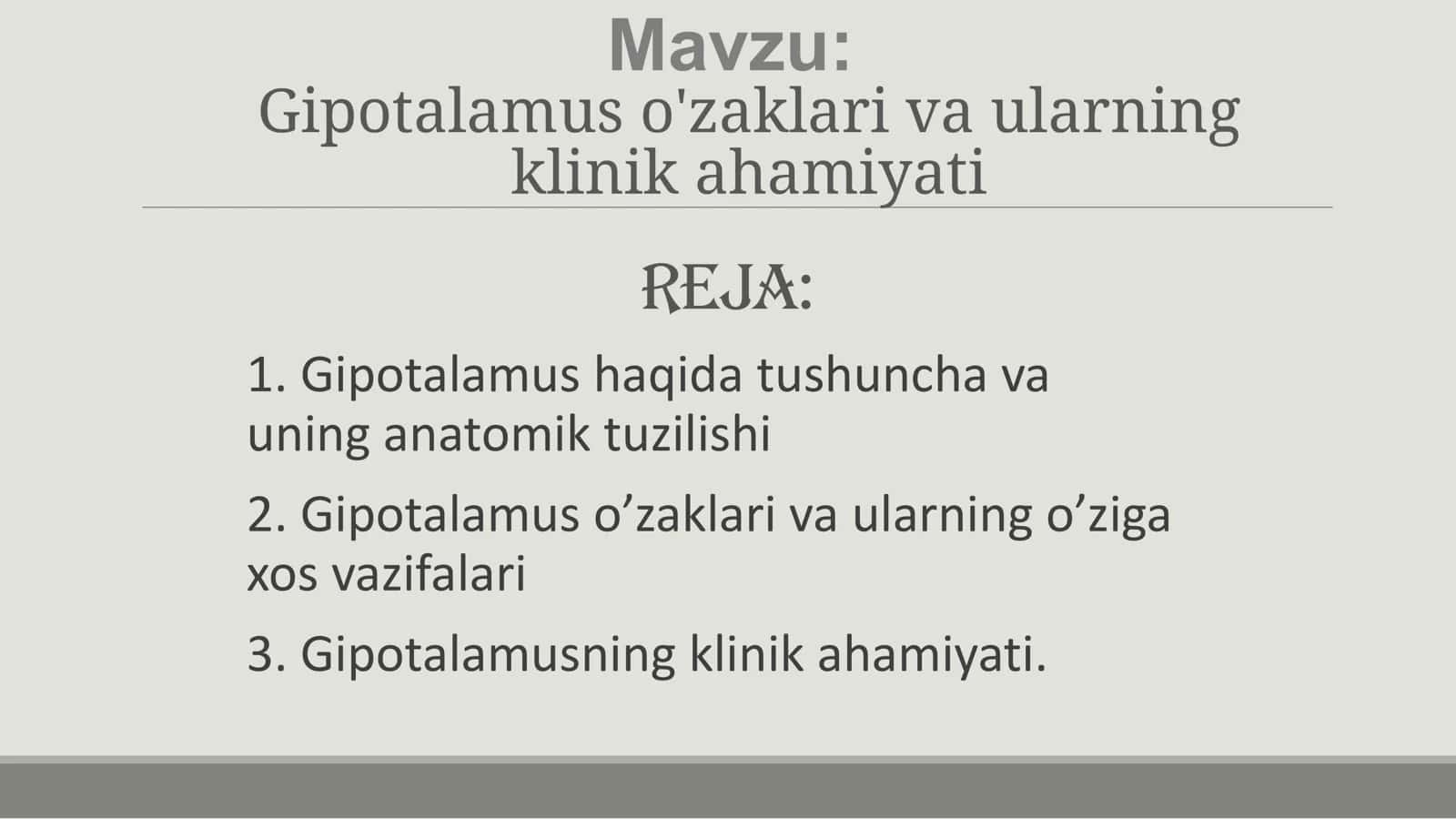 Gipotalamus tuzilishi va vazifalari