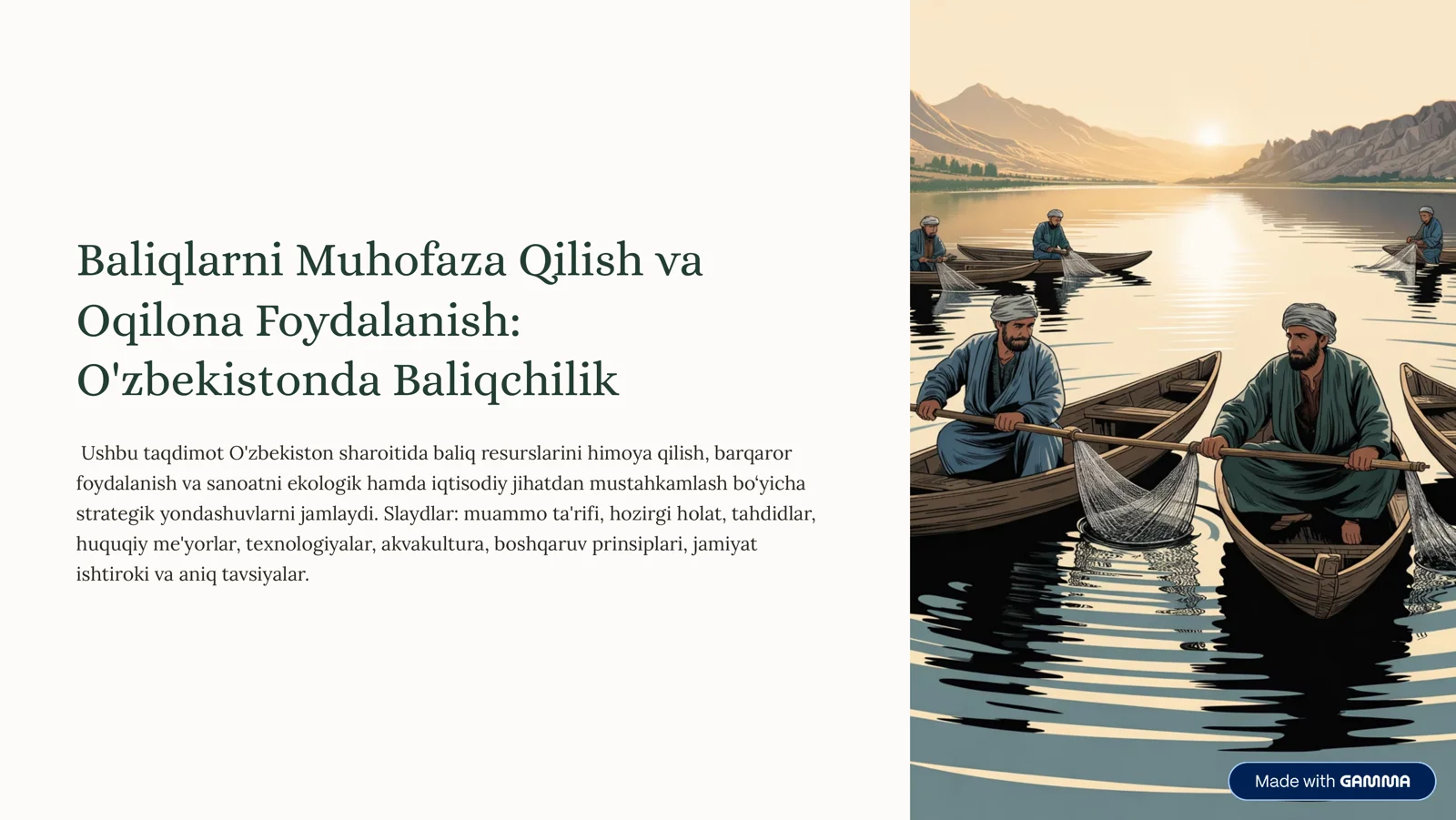 Baliqlarni Muhofaza Qilish va Oqilona Foydalanish
