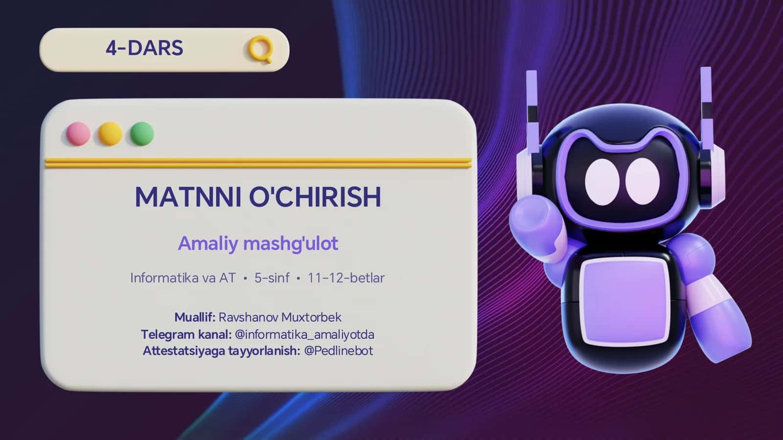 4-DARS MATNNI O'CHIRISH
