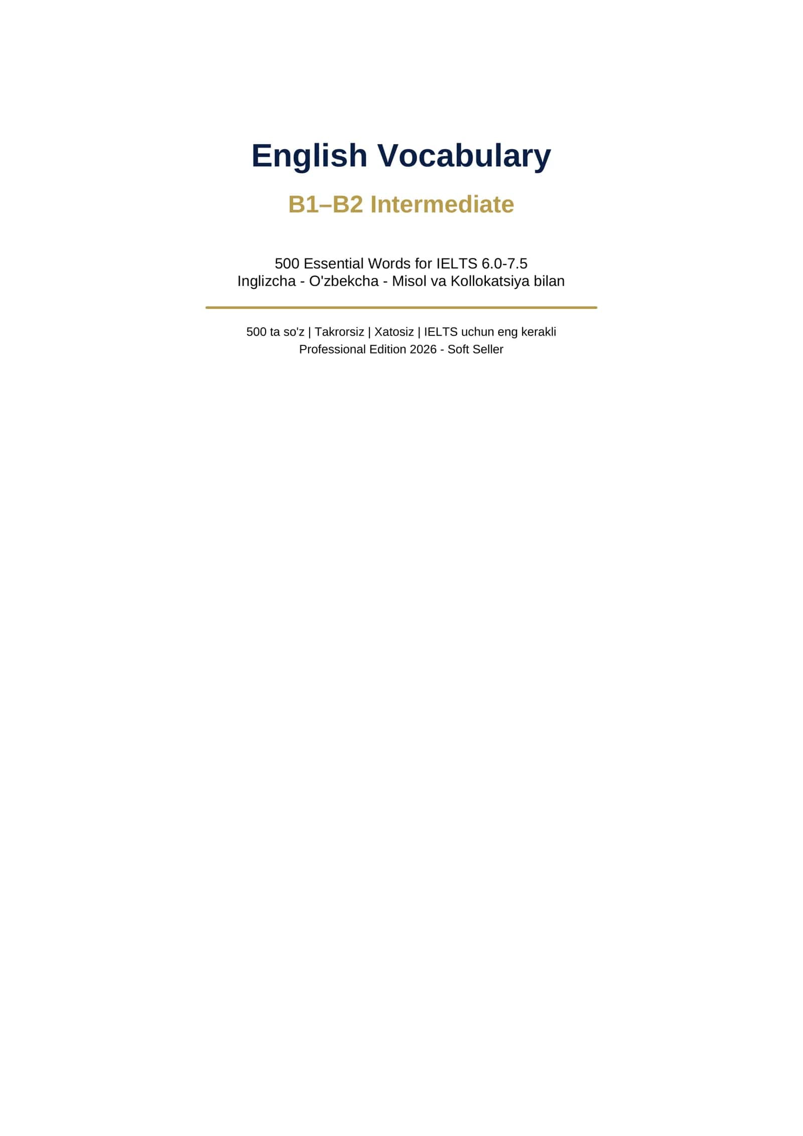 English Vocabulary B1-B2 (Ingilizcha lug'at B1,B2 daraja)