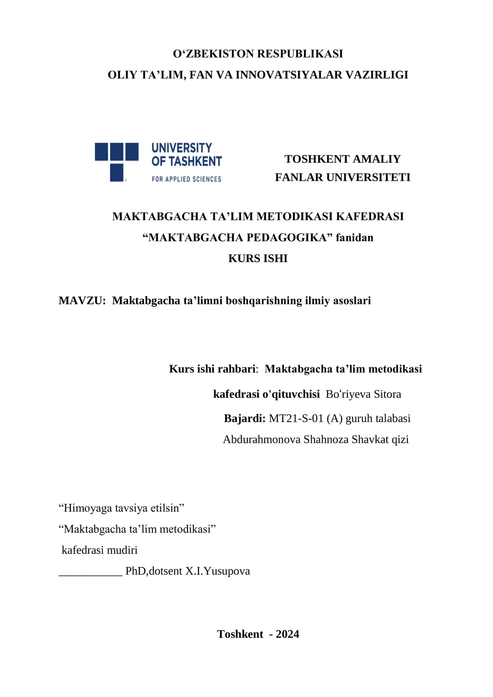 MAKTABGACHA PEDAGOGIKA