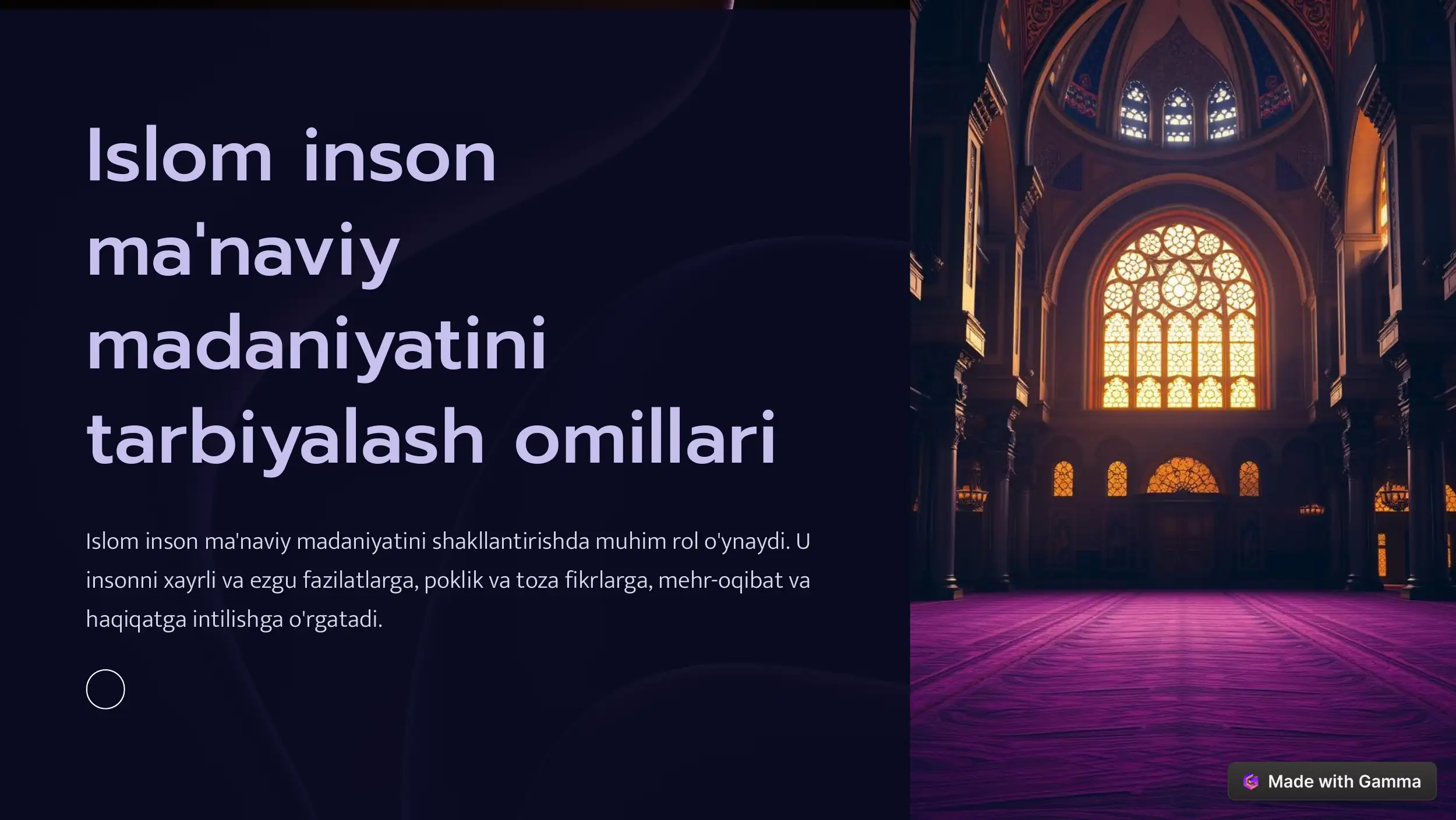 Islom inson ma'naviy madaniyatini tarbiyalash omillari