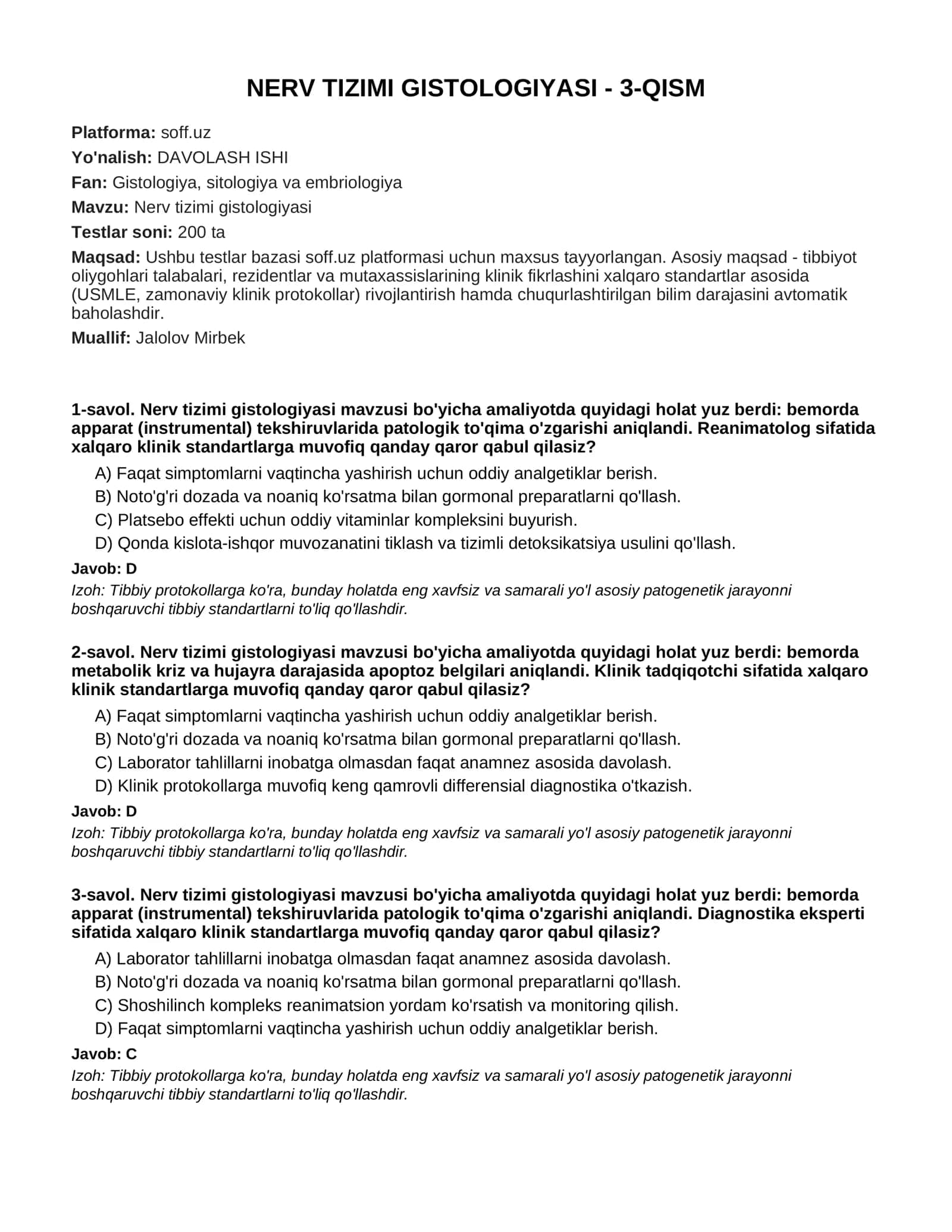 NERV TIZIMI GISTOLOGIYASI - 3-QISM