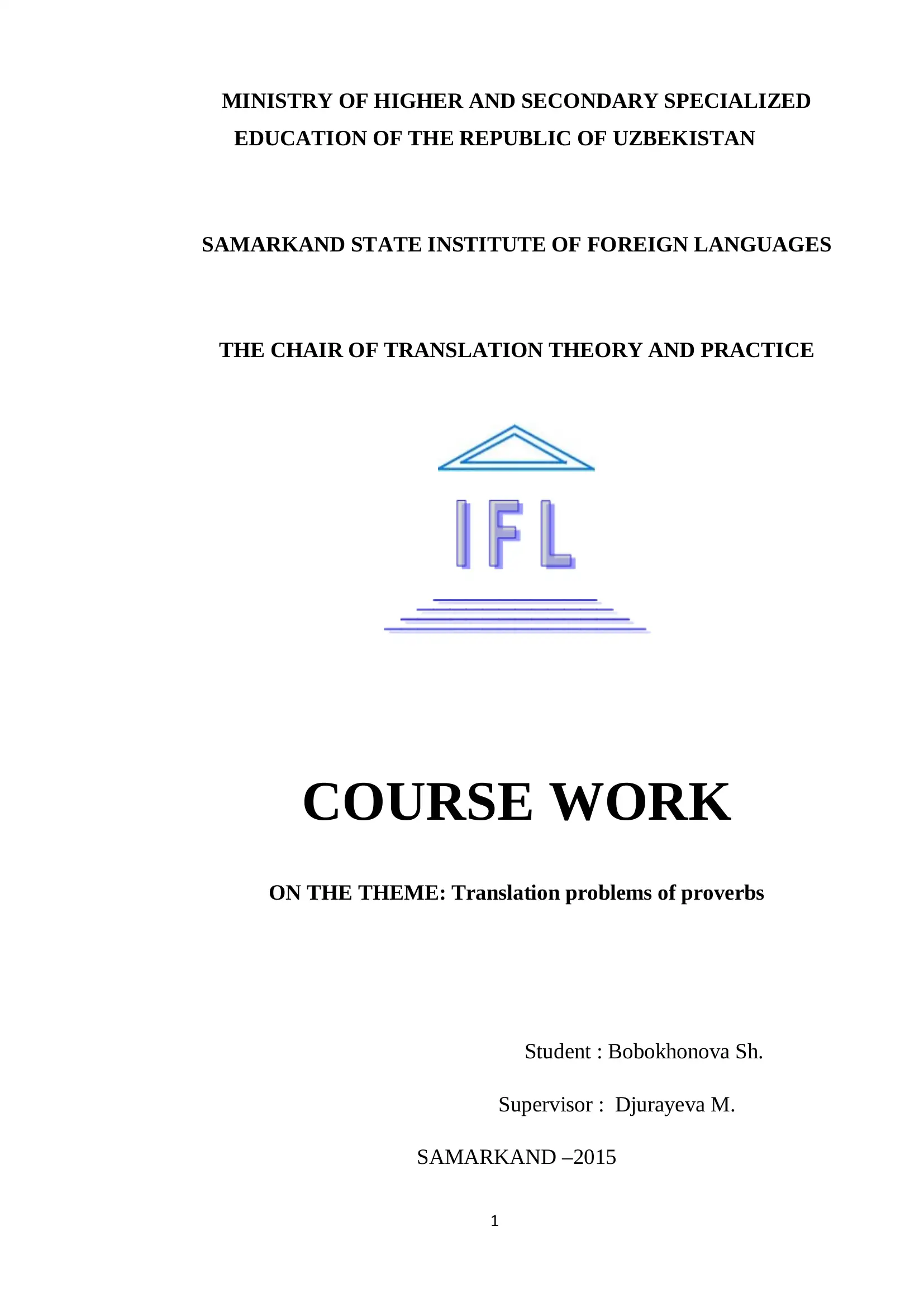 Mavzu: Translation problems of proverbs