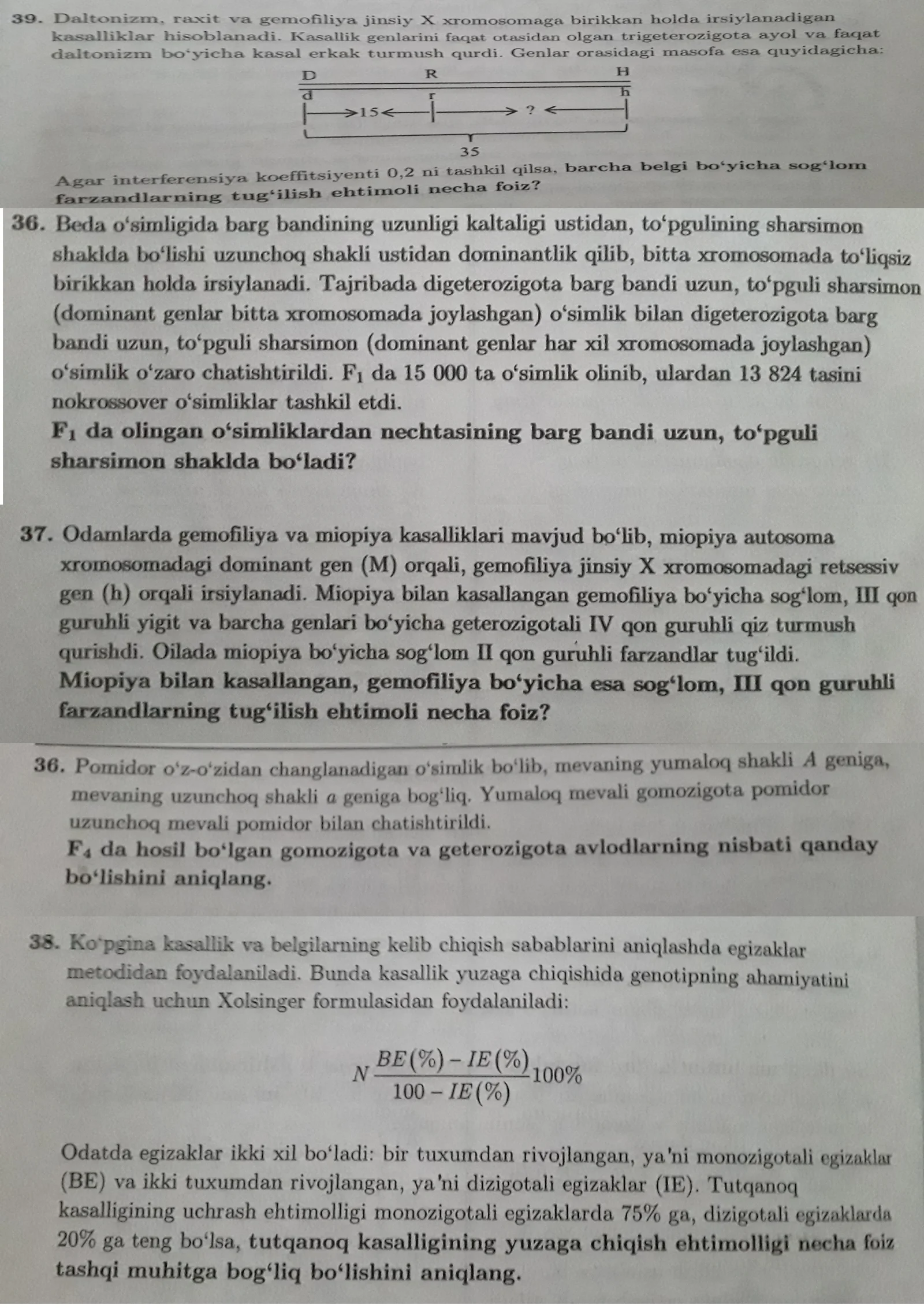 Genetika milliy sertifikat 10ta eng murakkab masalalar