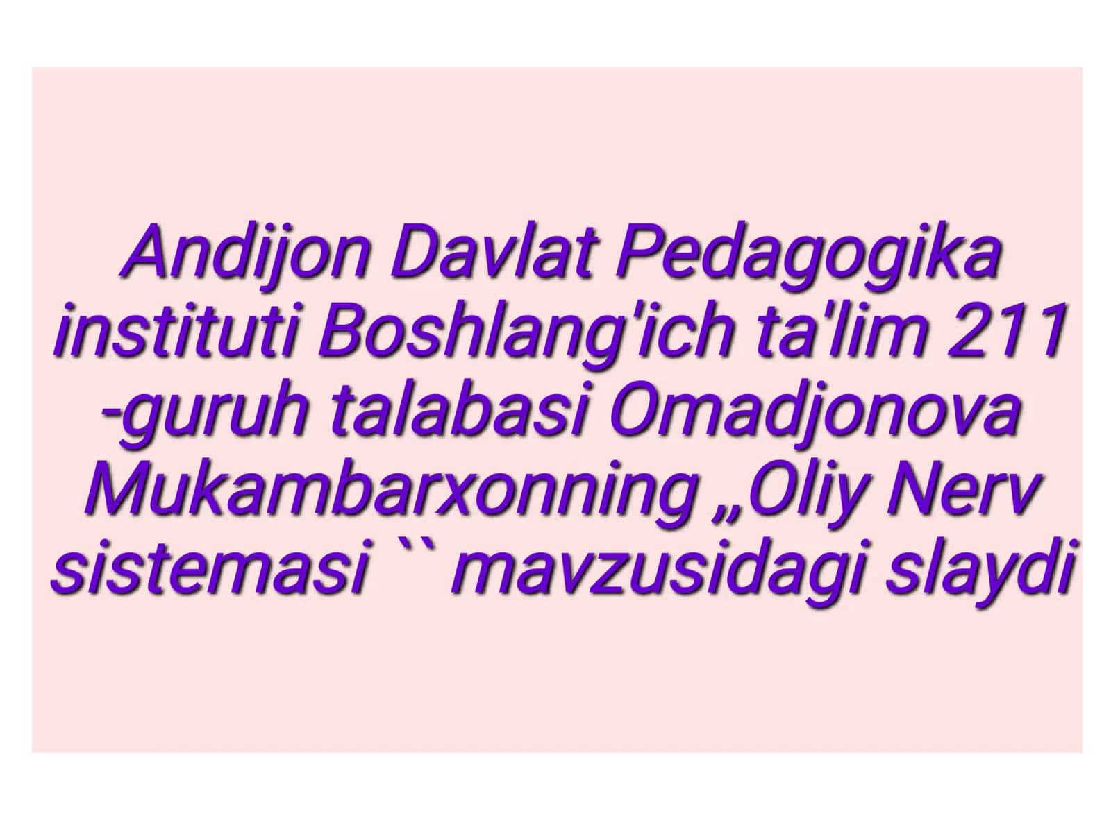 Oliy Nerv Sistemasi