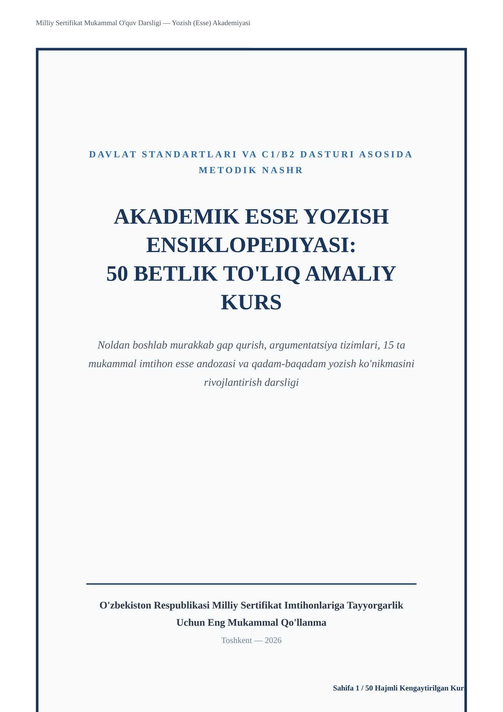 Esse yozishni mukammal oʻrganish 0 dan namunalar bilan