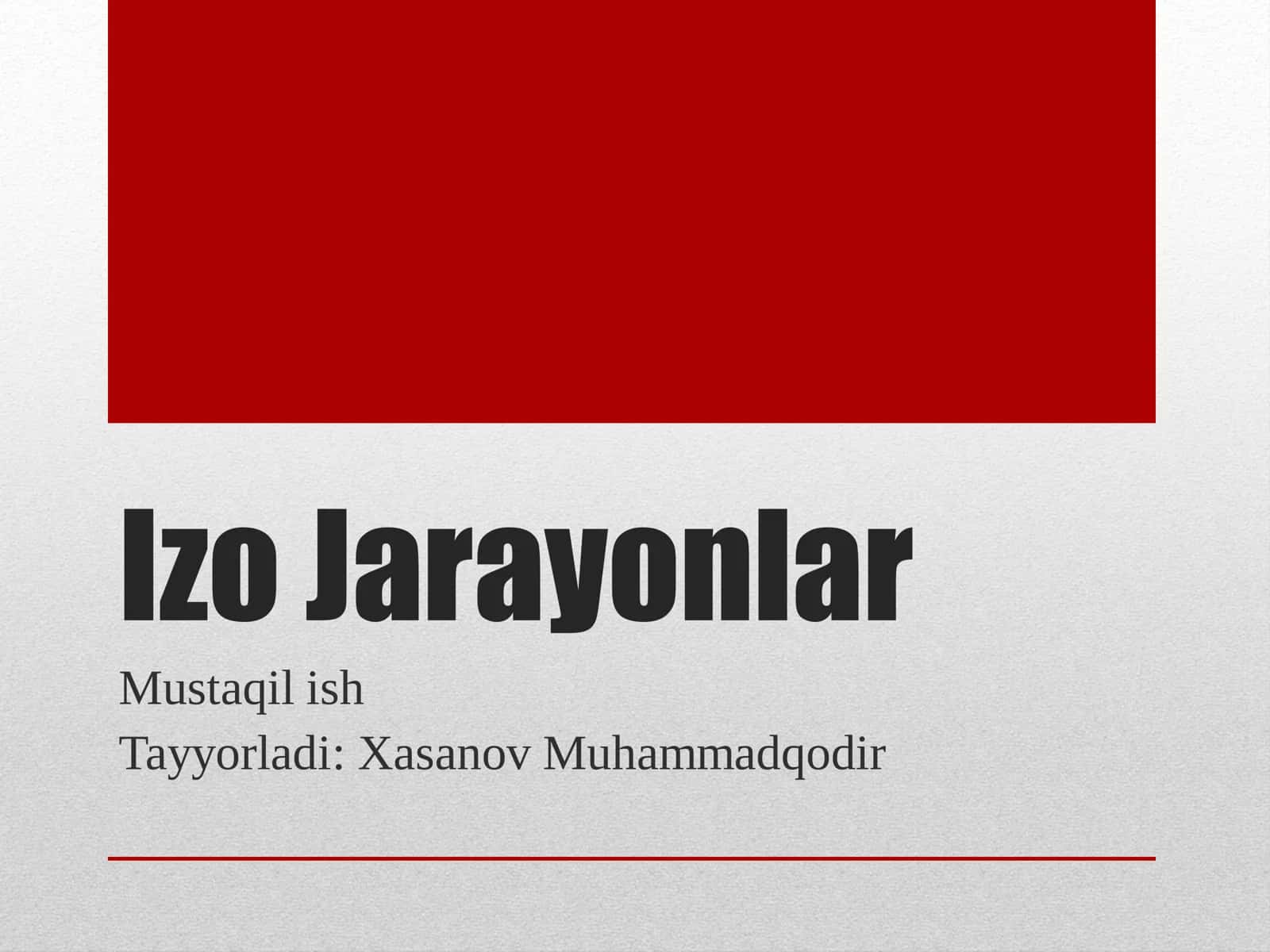 Izo Jarayonlar