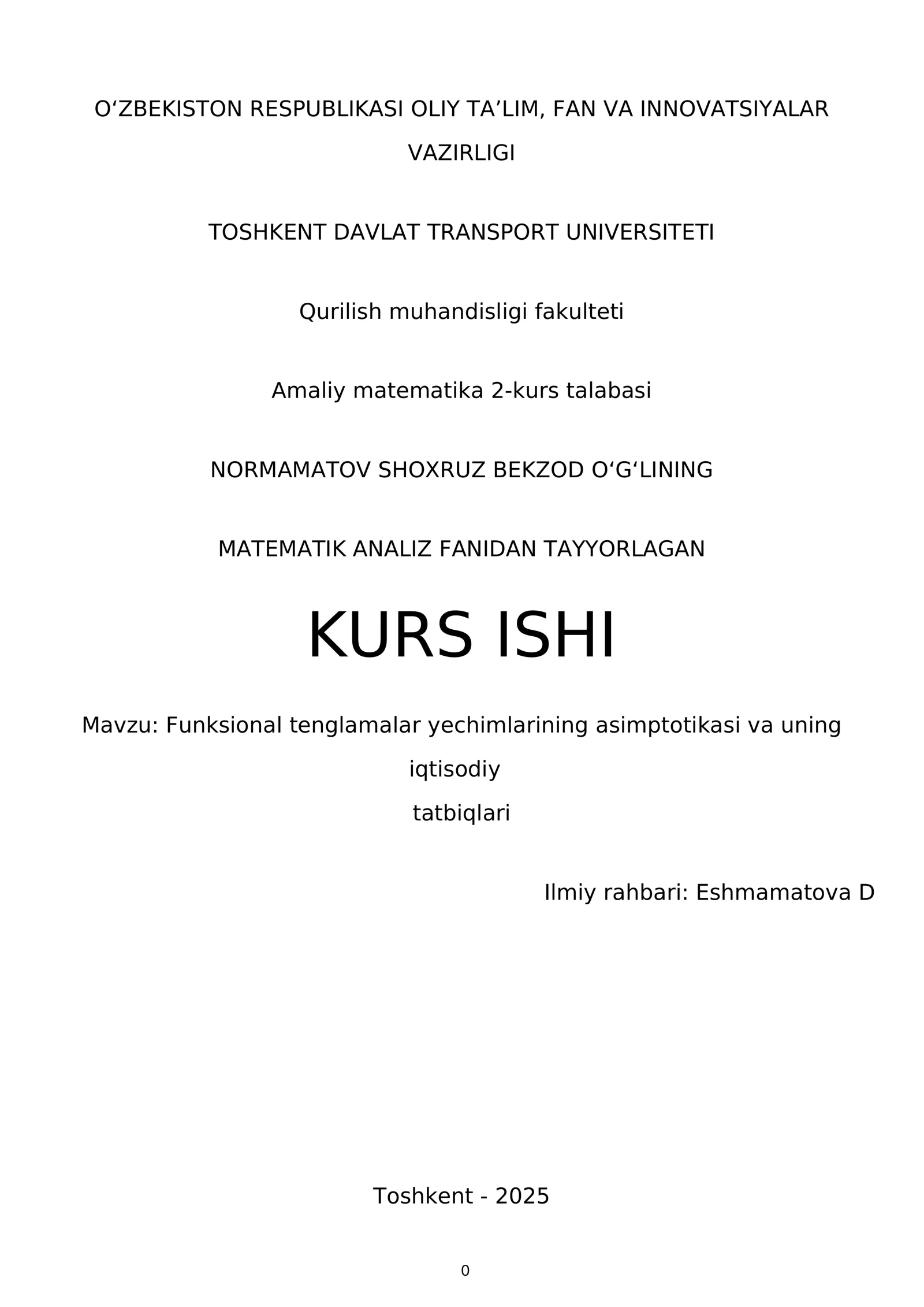 MATEMATIK ANALIZ FANIDAN TAYYORLAGAN KURS ISHI