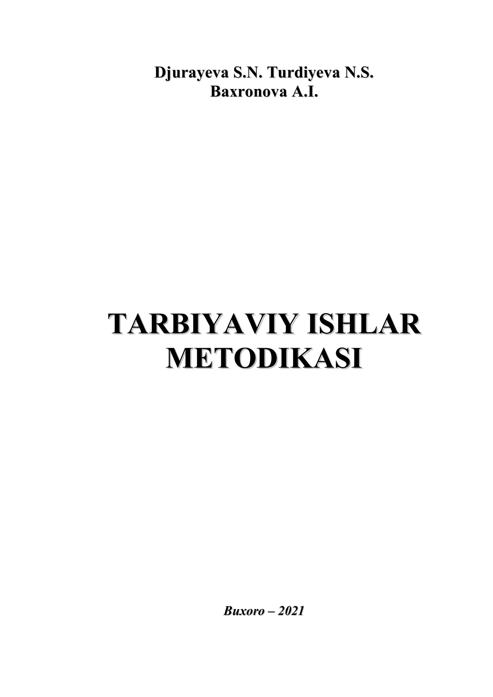 TARBIYAVIY ISHLAR METODIKASI