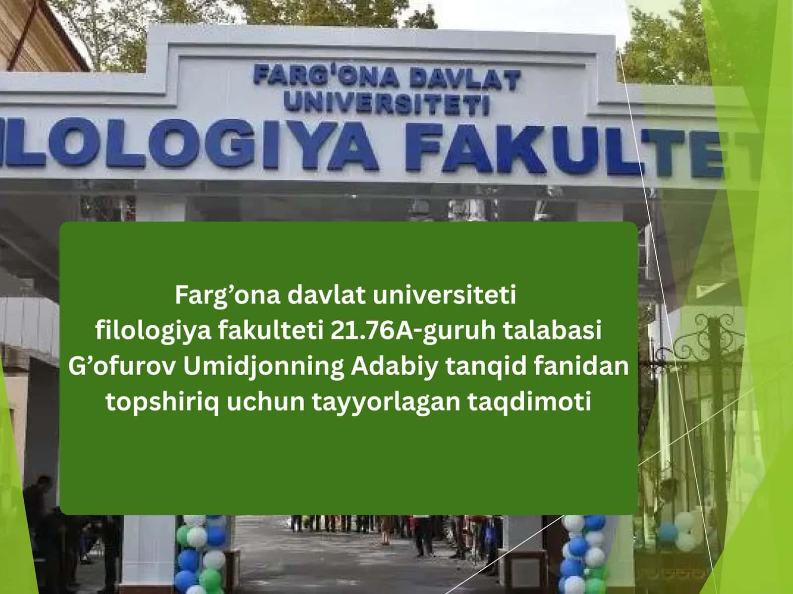 Adabiy tanqid fanidan taqdimot