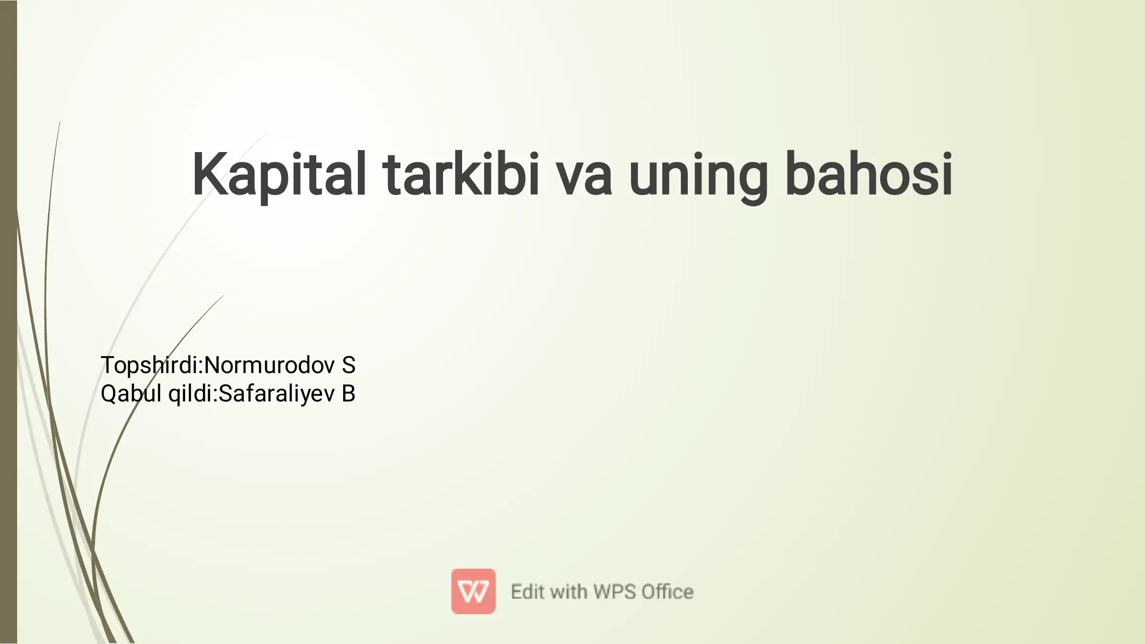 Kapital tarkibi va uning bahosi