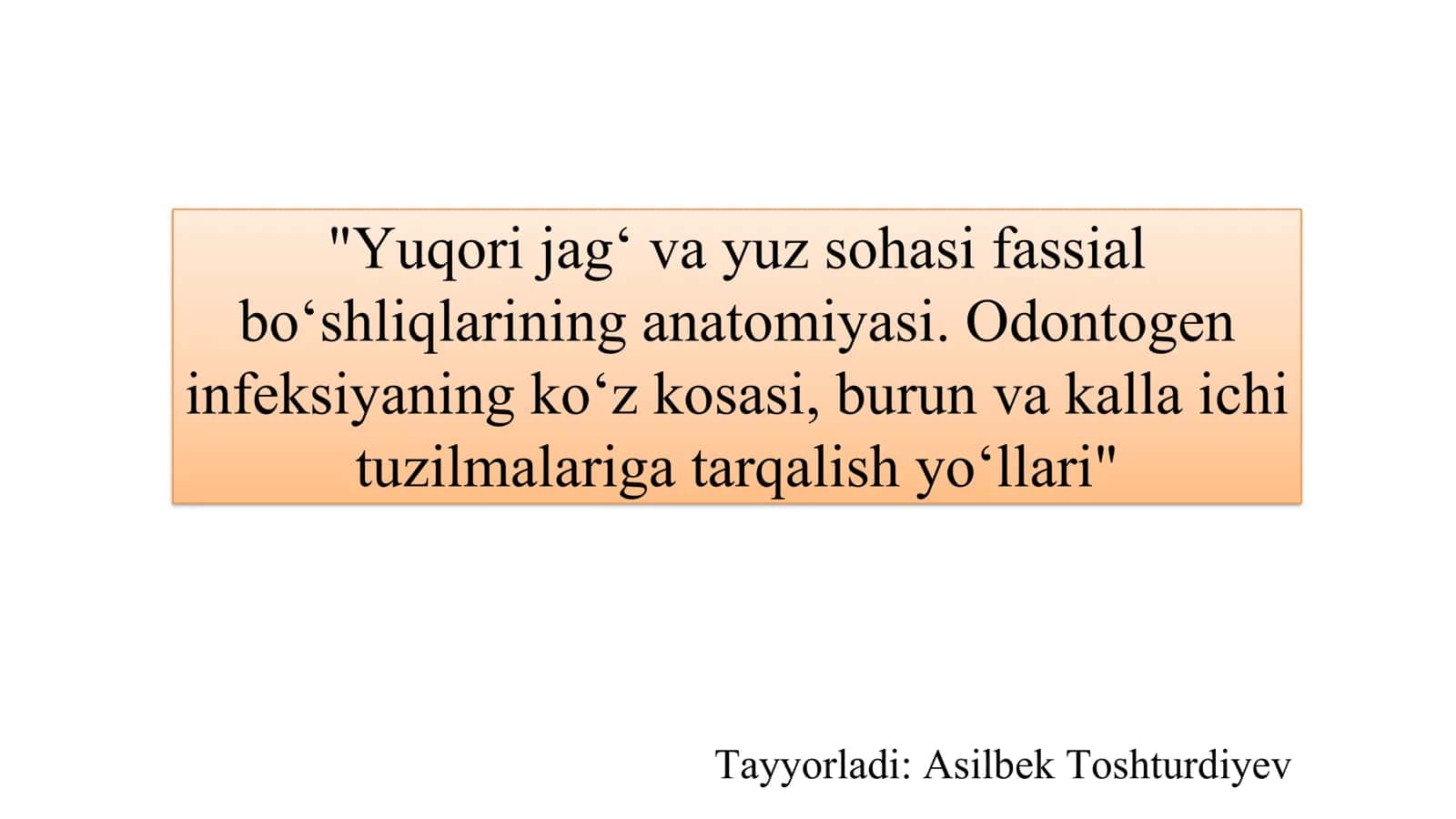 Yuqori jag‘ va yuz sohasi fassial