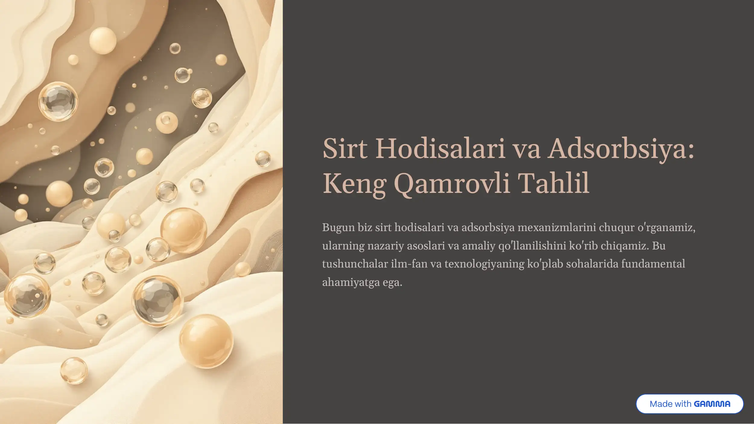 Sirt Hodisalari va Adsorbsiya