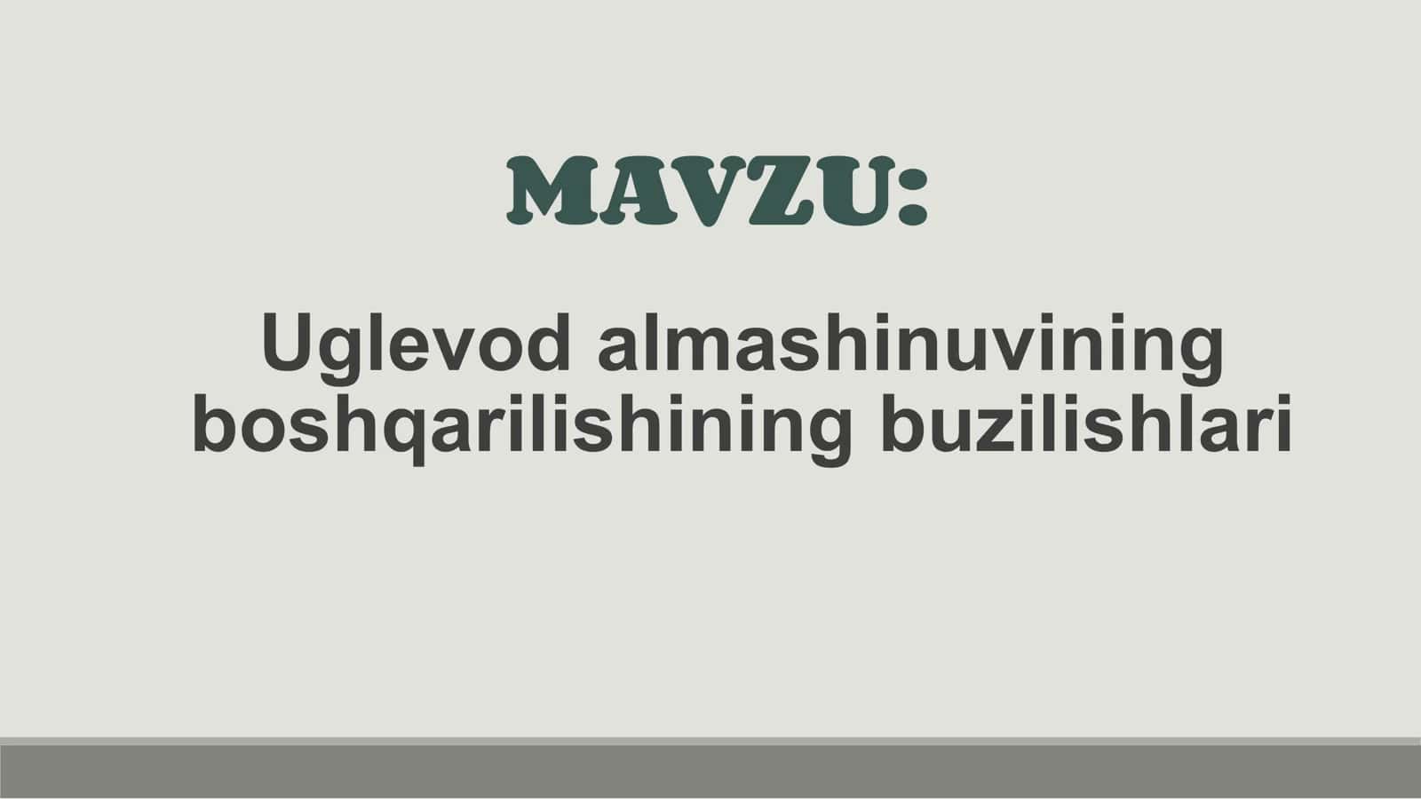 Uglevod almashinuvining boshqarilishi