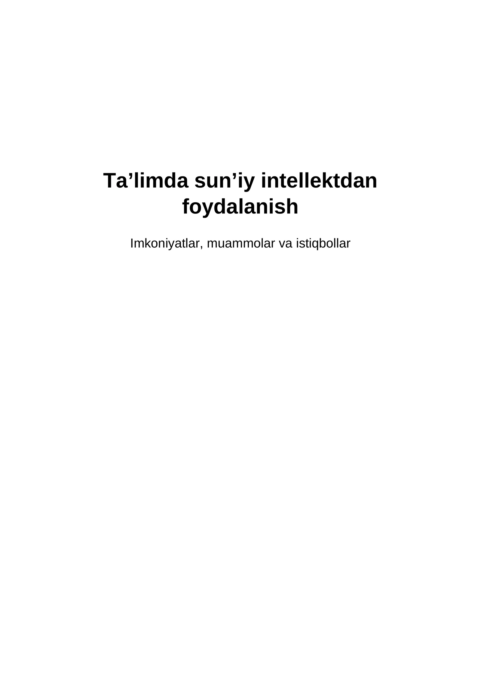 Ta’limda sun’iy intellektdan foydalanish