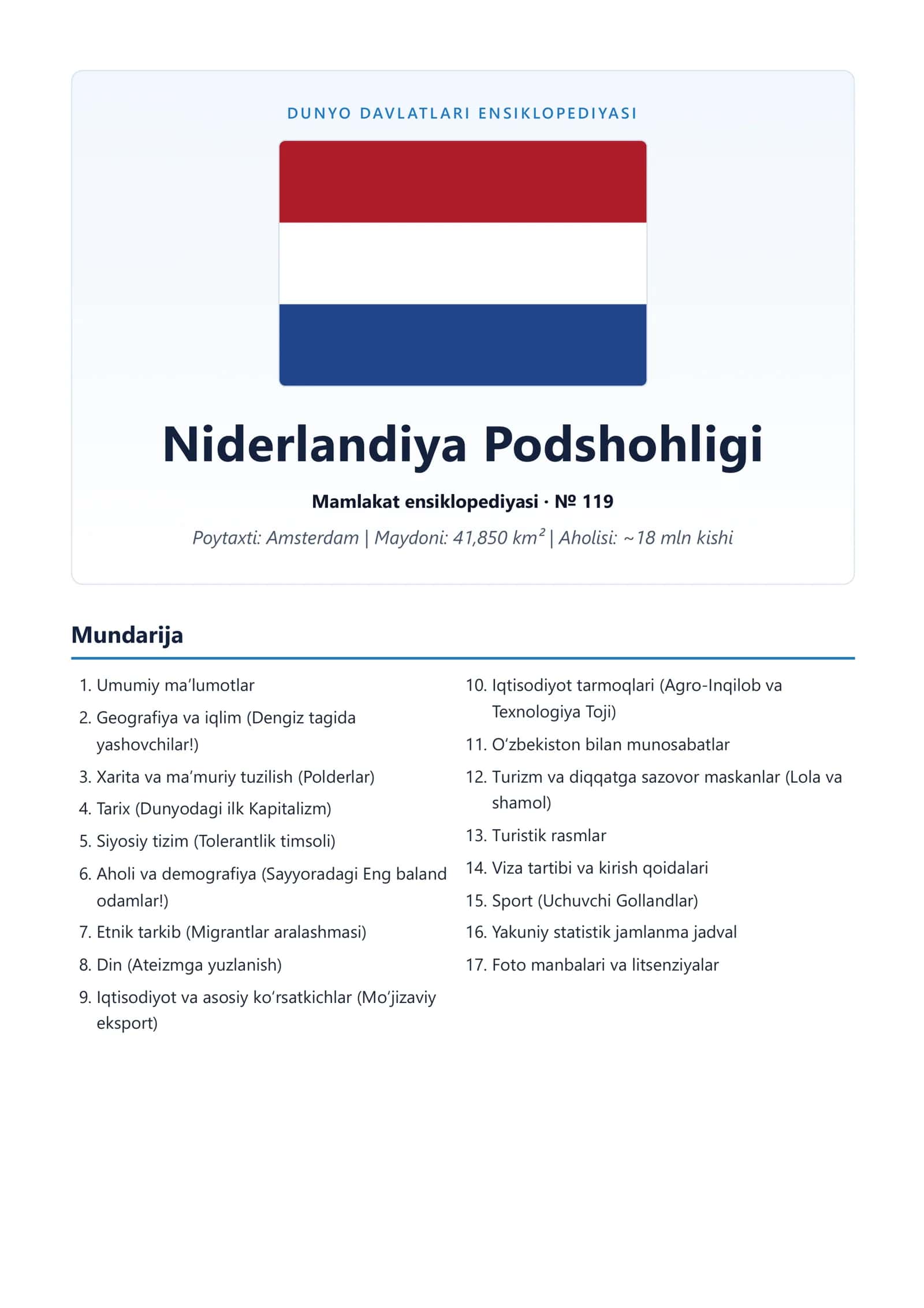 Niderlandiya Podshohligi Mamlakat ensiklopediyasi