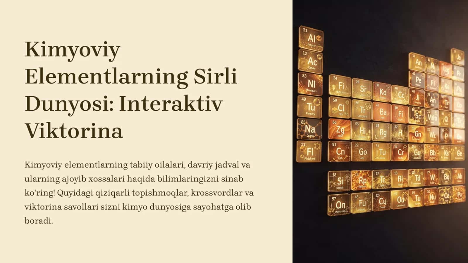 Kimyoviy Elementlarning Sirli Dunyosi: Interaktiv Viktorina