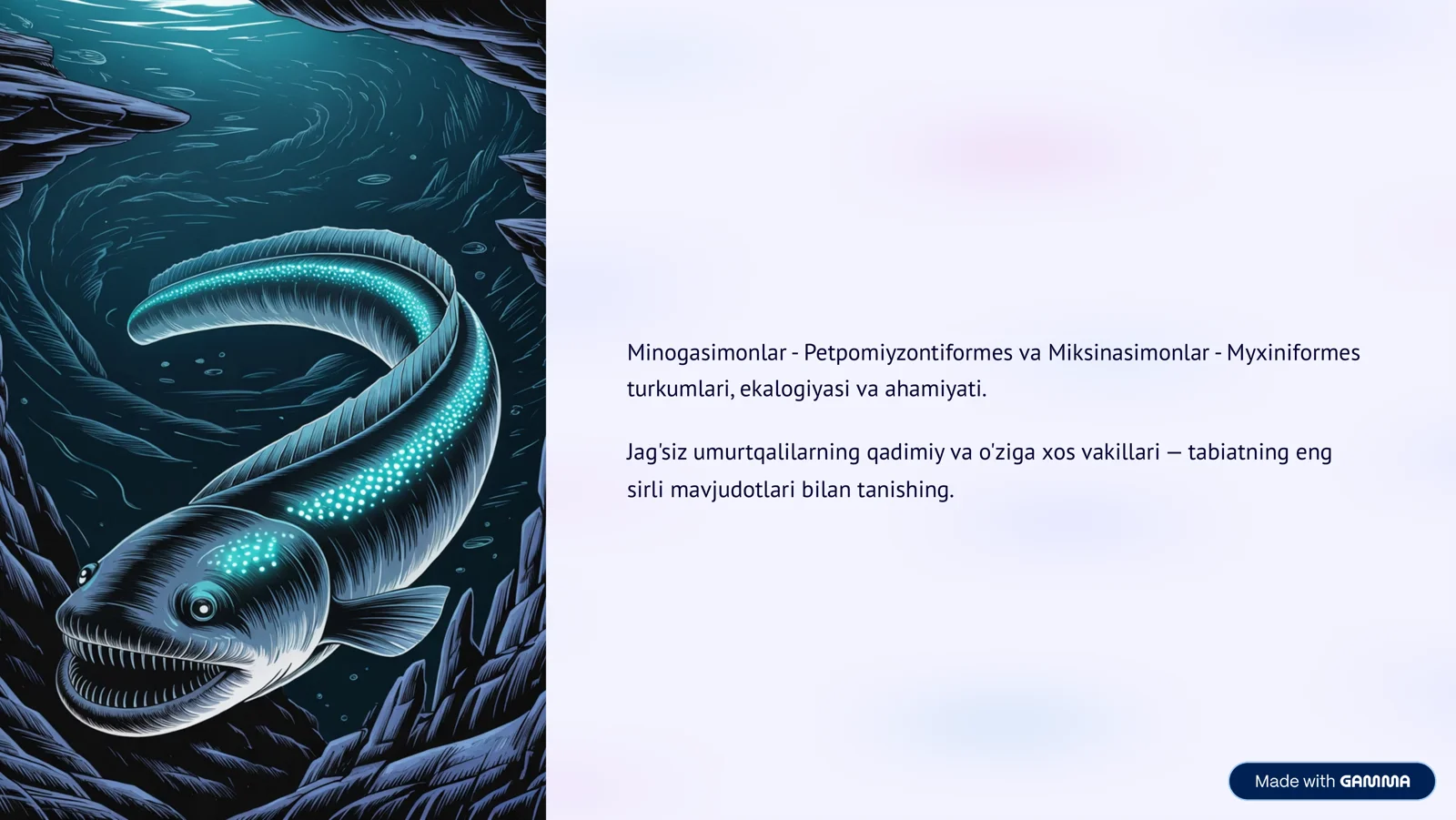 Minogasimonlar - Petpomiyzontiformes va Miksinasimonlar - Myxiniformes
