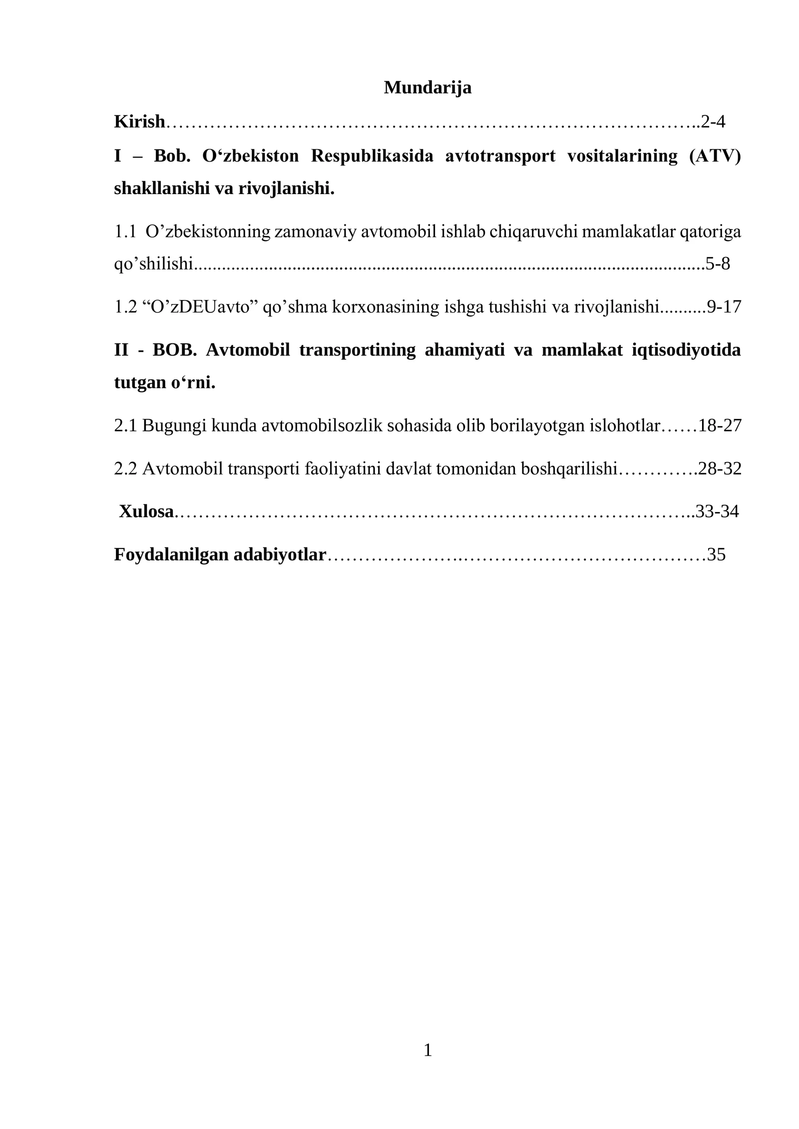 Mustaqillik yillarda avtomobilsozlik