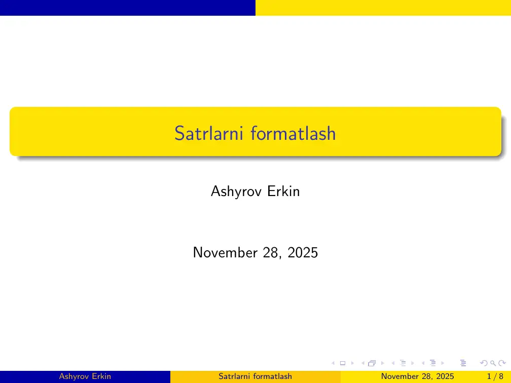 Satrlarni formatlash