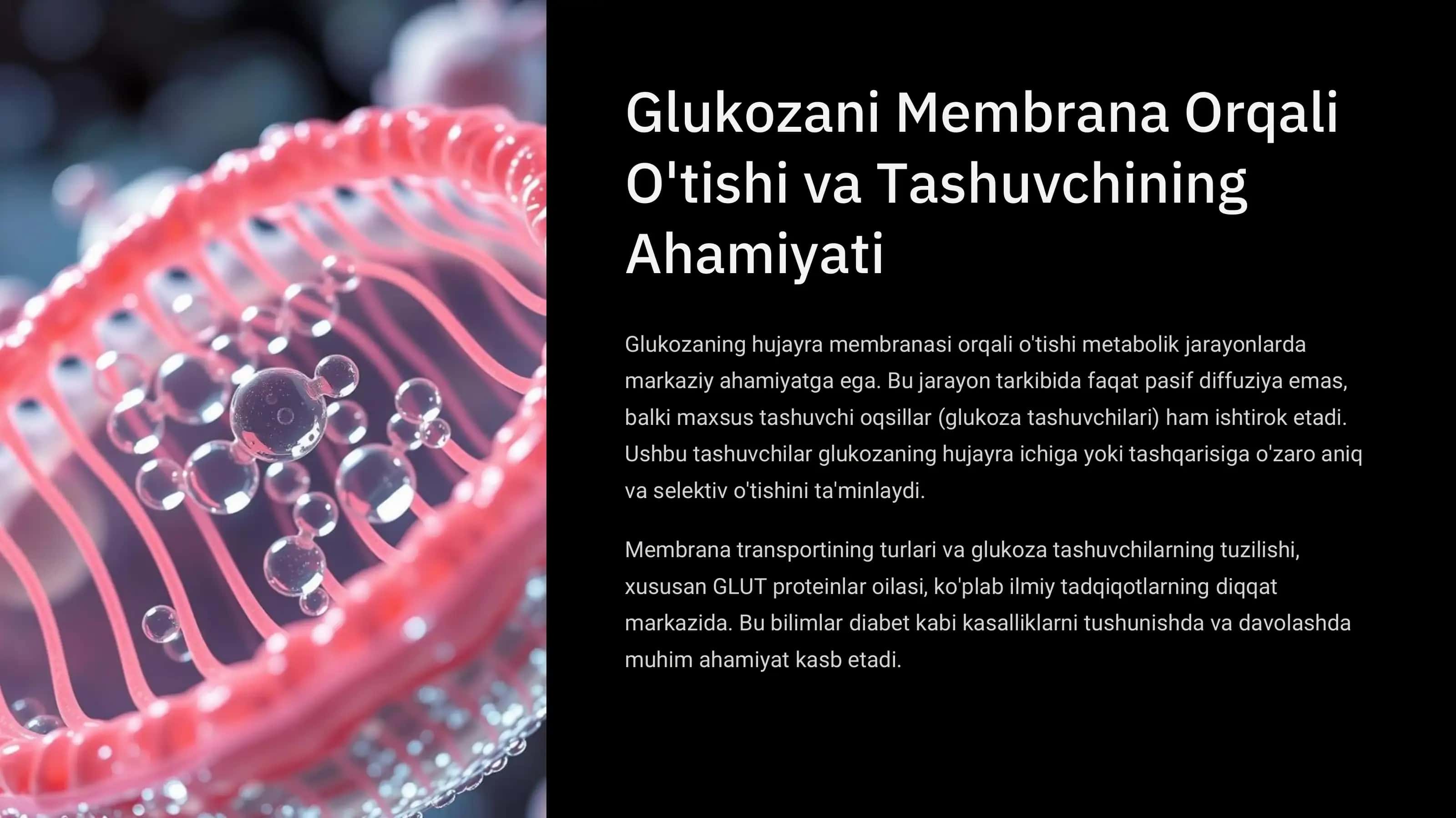 Glukozaning Membrana Orqali O'tishi va Tashuvchining Ahamiyati