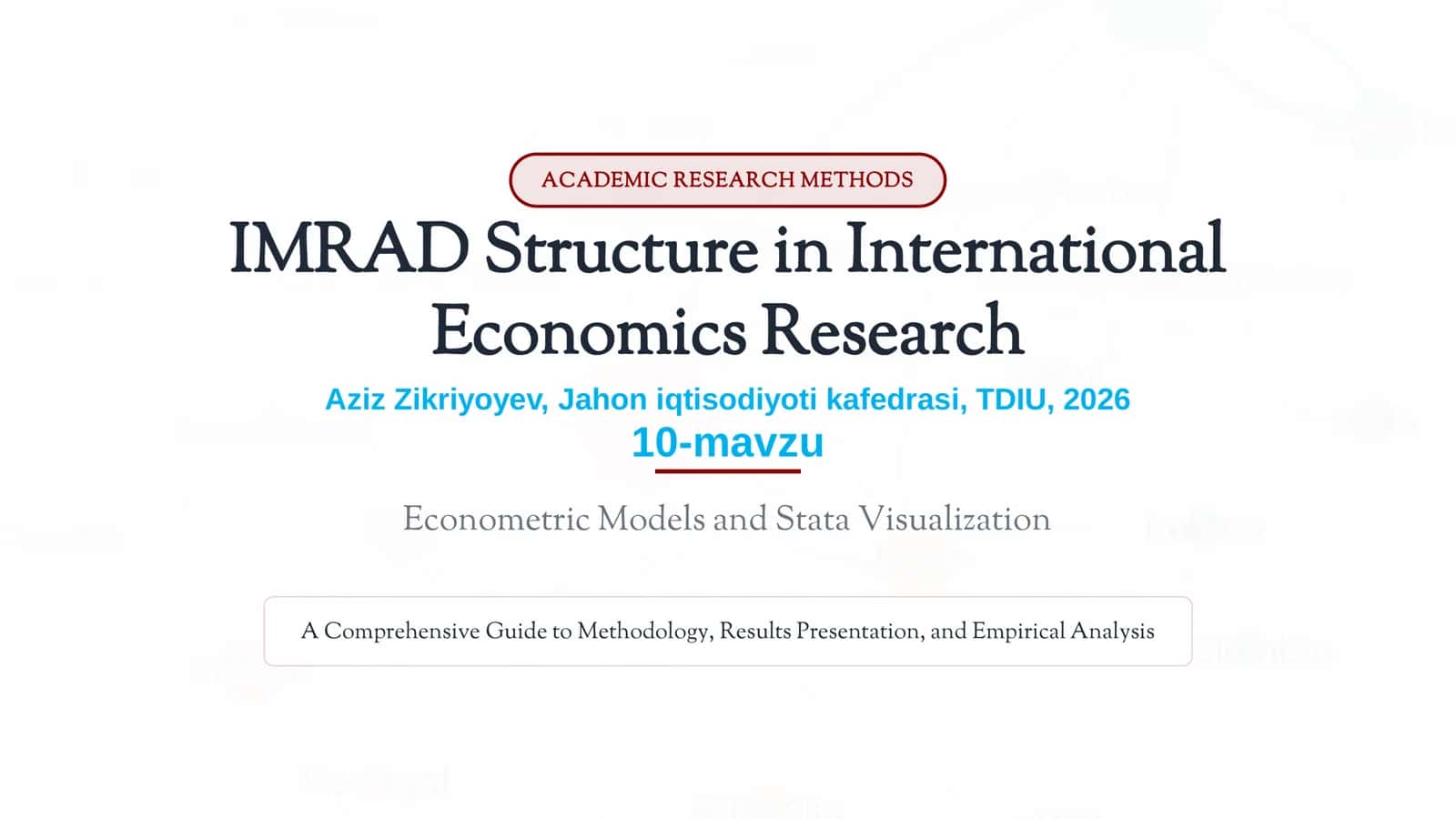 IMRAD Structure in International Economics Research