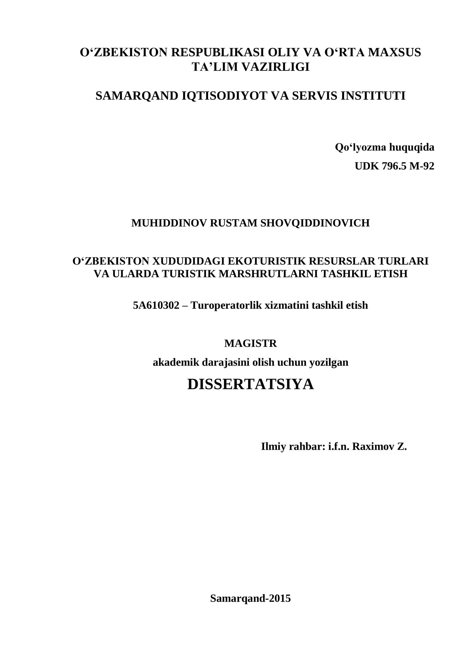 O„zbekistonda Ekoturistik Resurslar