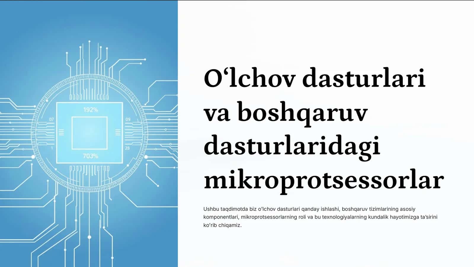 O'lchov dasturlari va boshqaruv dasturlaridagi mikroprotsessorlar