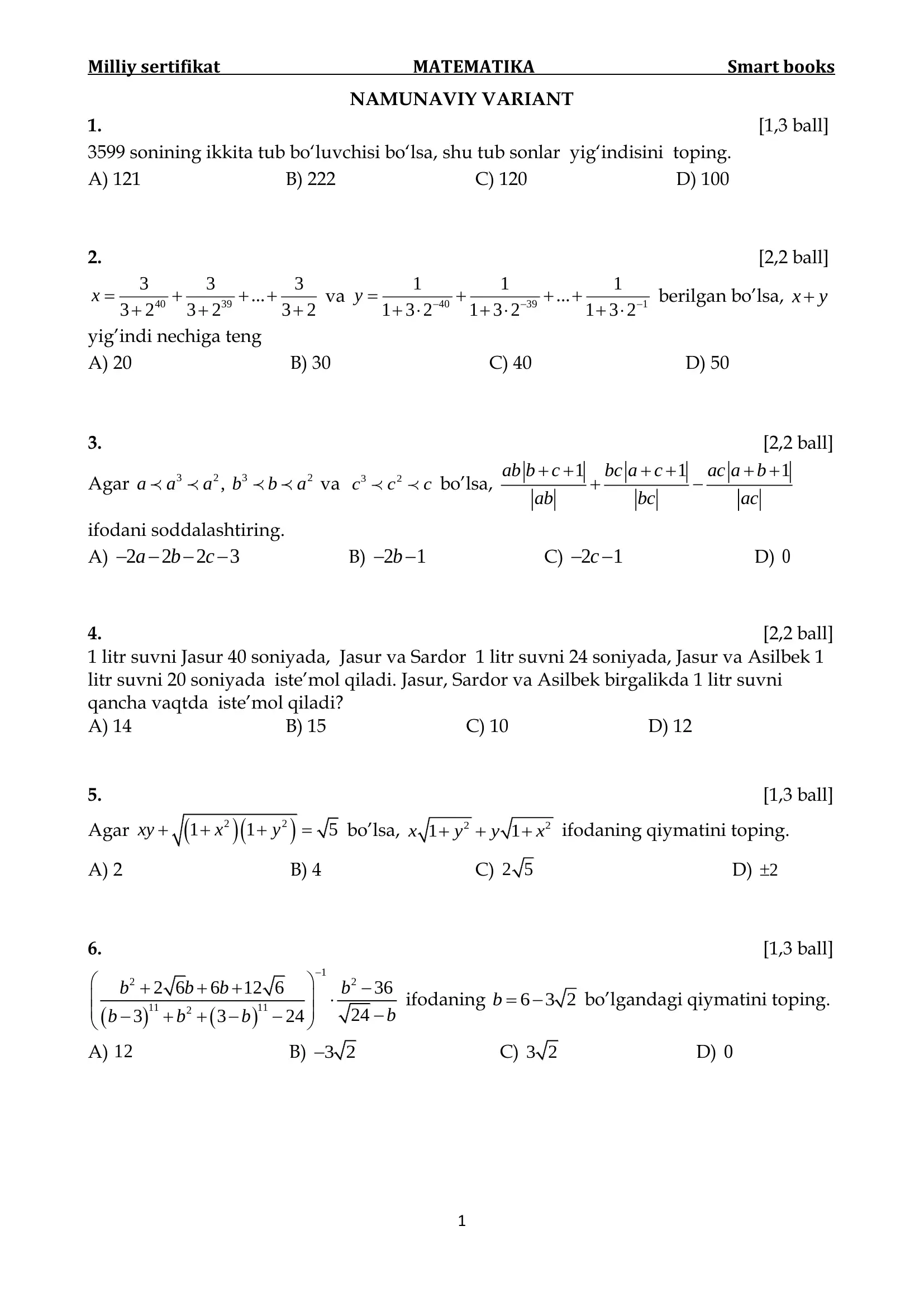 MATEMATIKA Smart books