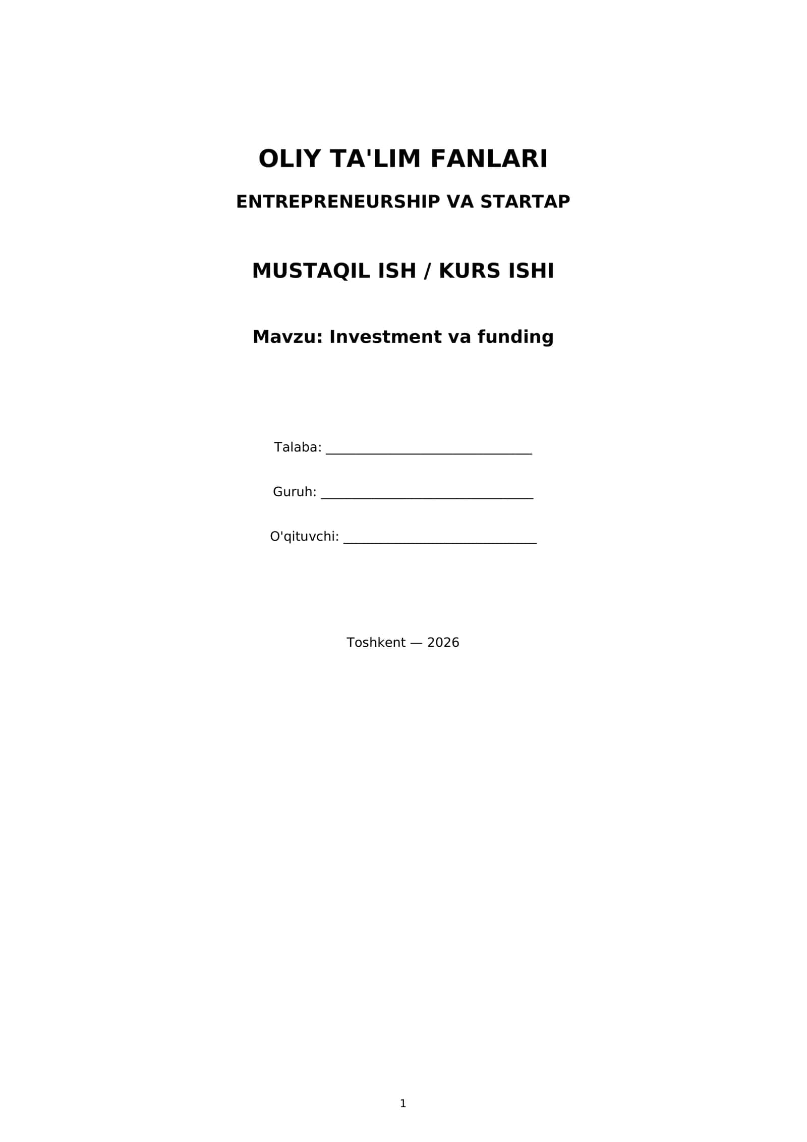 Investment va funding