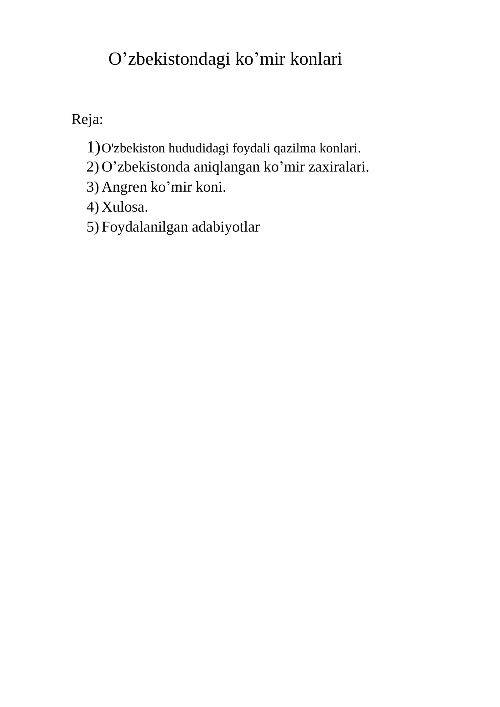 O’zbekistondagi ko’mir konlari