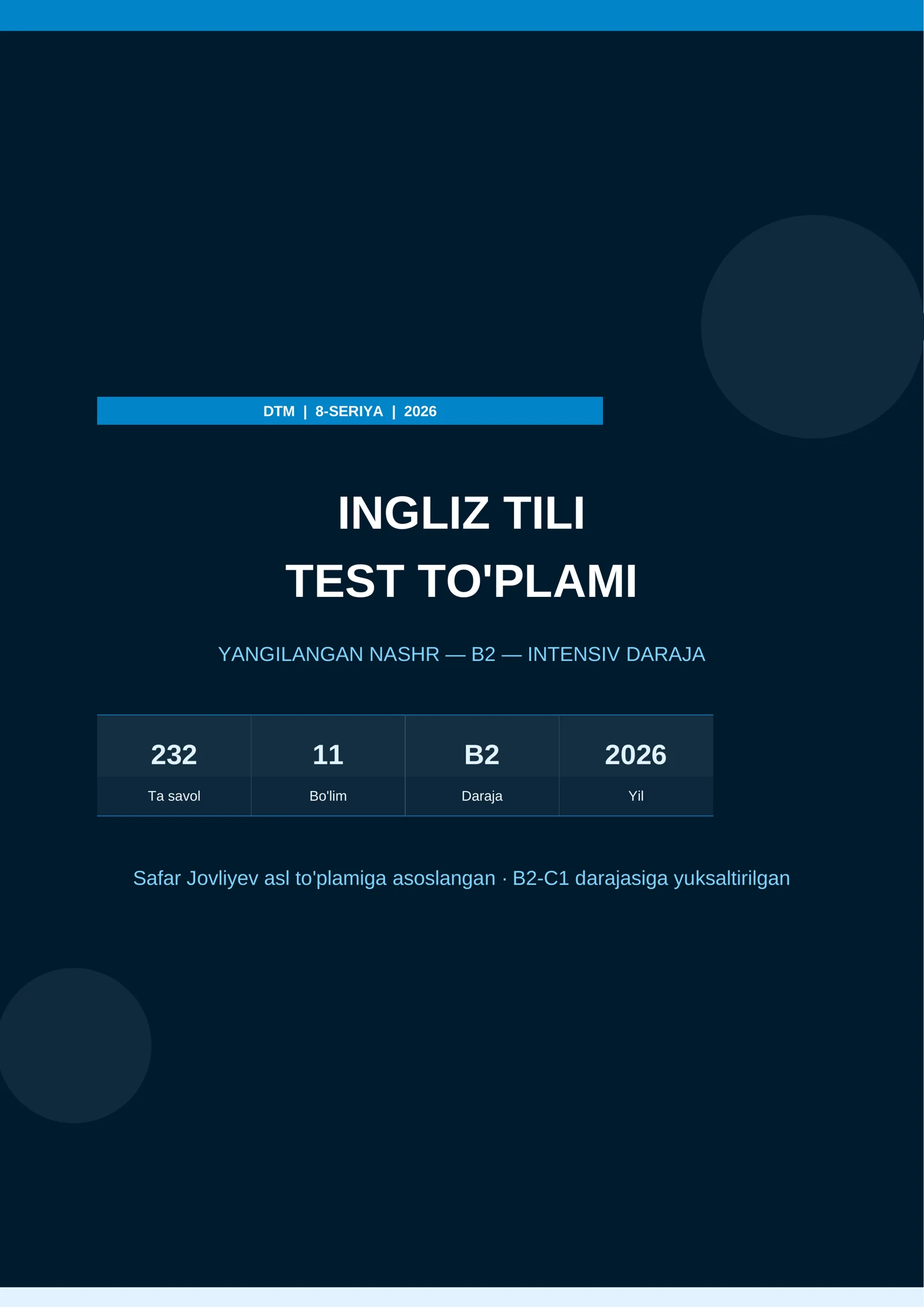 DTM INGLIZ TILI — 8-SERIYA | B2 — Intensiv Daraja | 2026