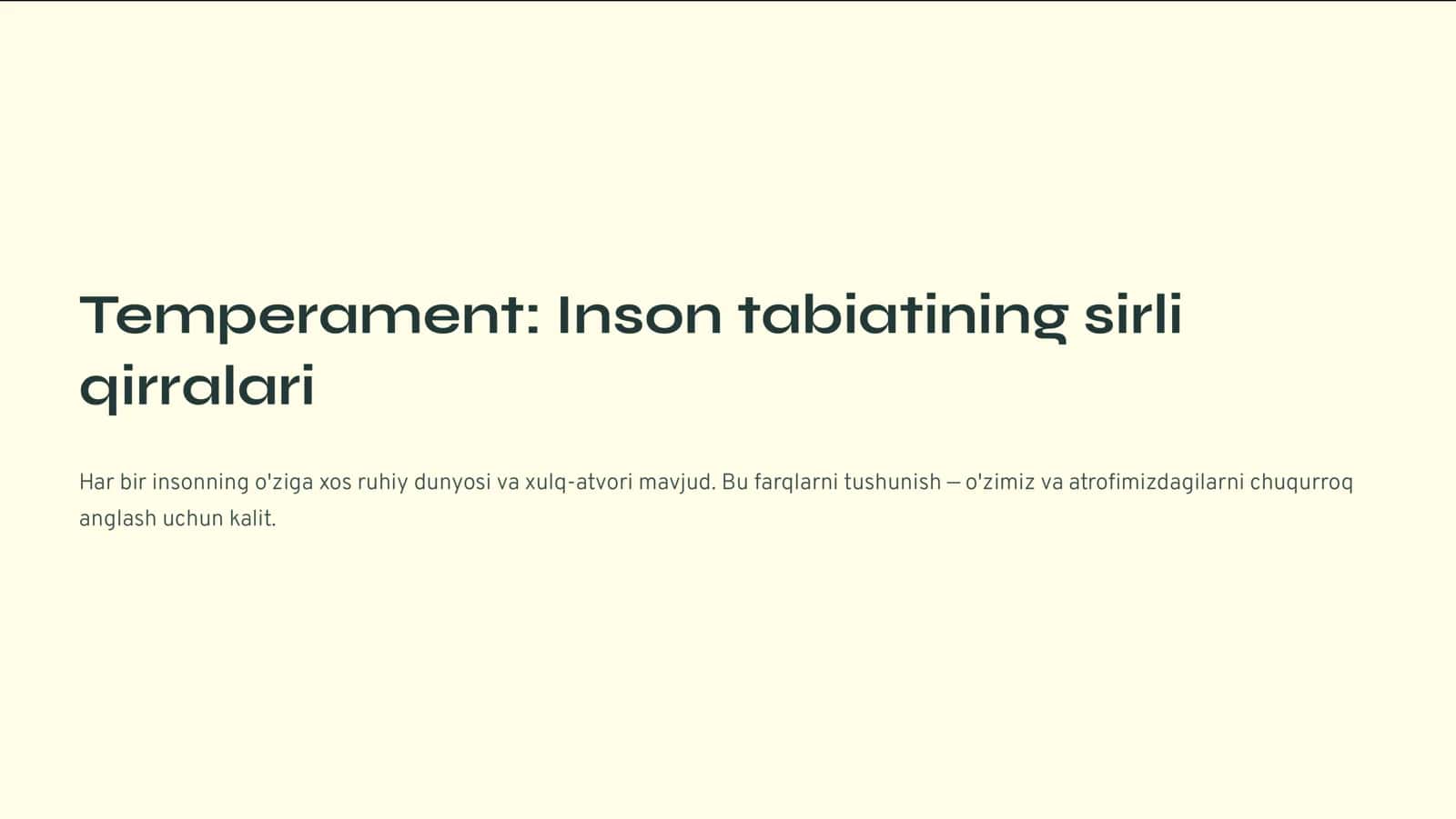 Temperament: Inson tabiatining sirli qirralari