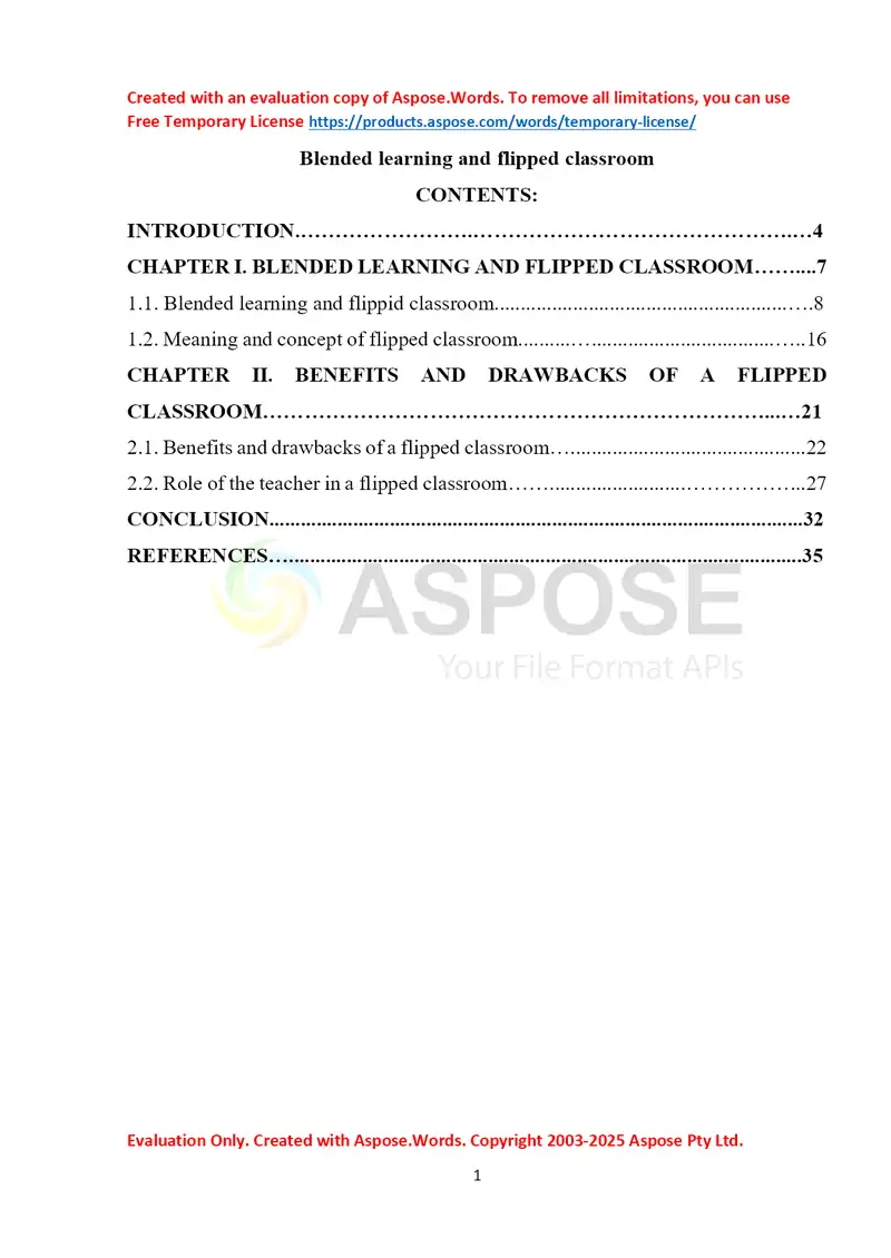 Blended learning and flipped classroom