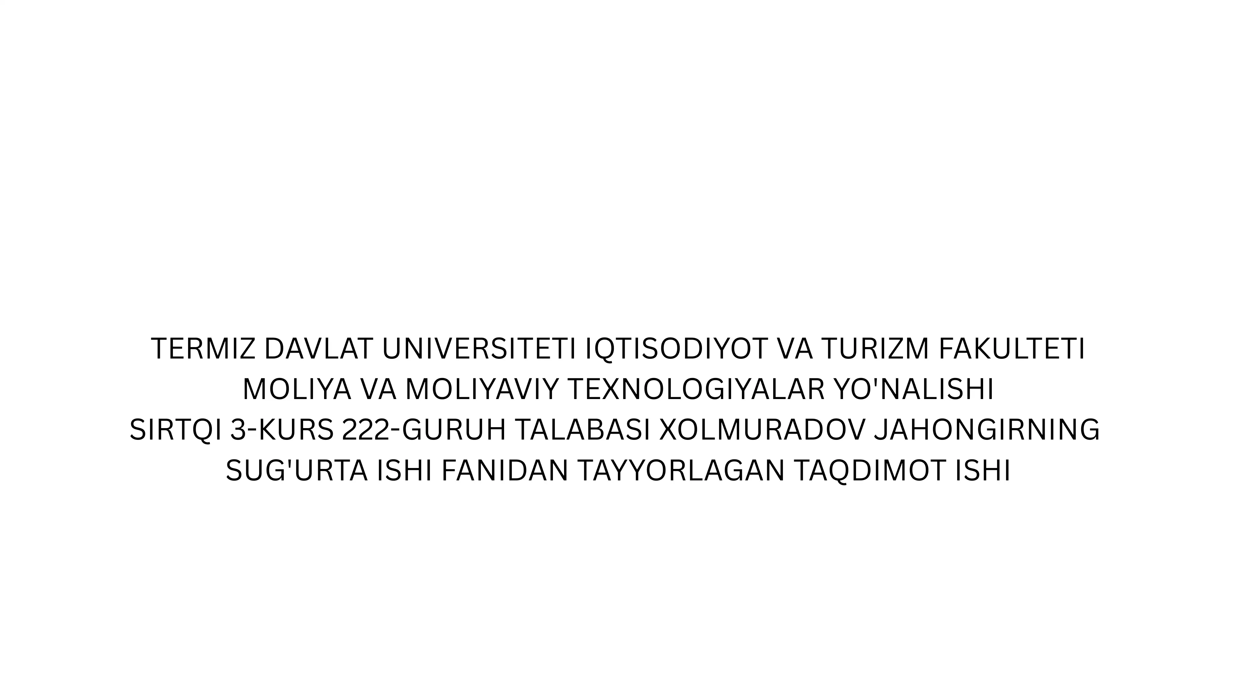 Termiz Davlat Universiteti Iqtisodiyot va Turizm Fakulteti