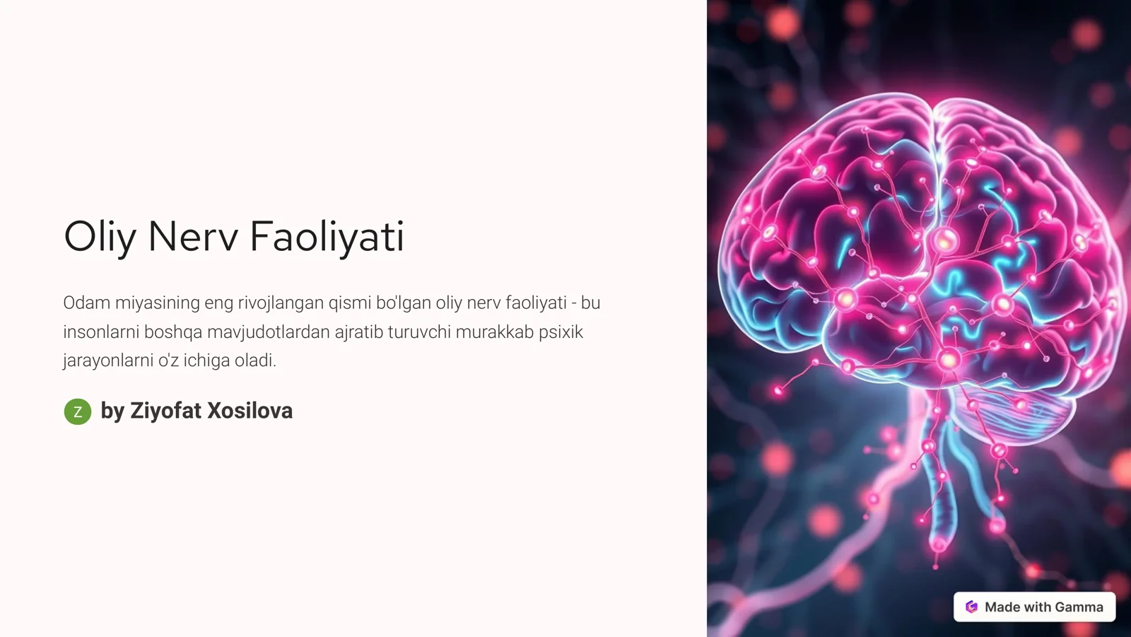 Oliy Nerv Faoliyati