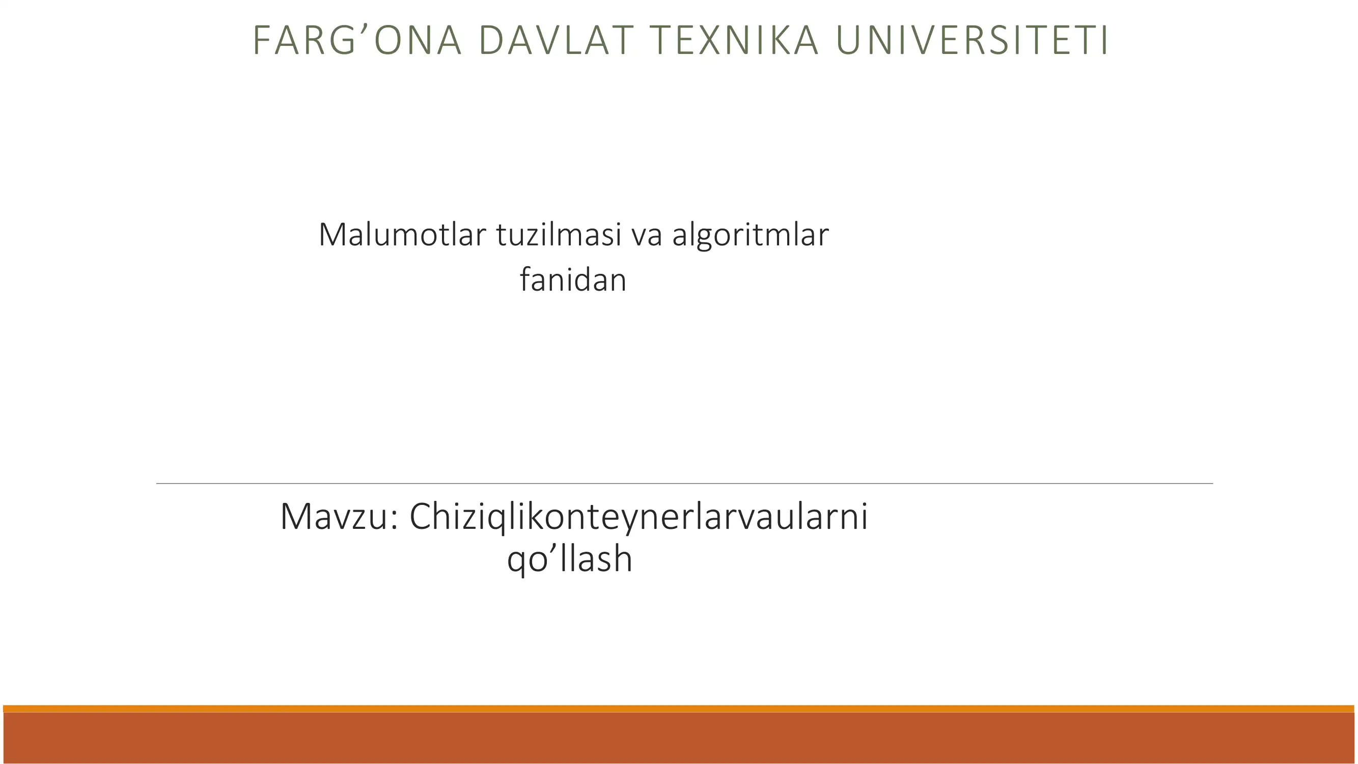 Malumotlar tuzilmasi va algoritmlar