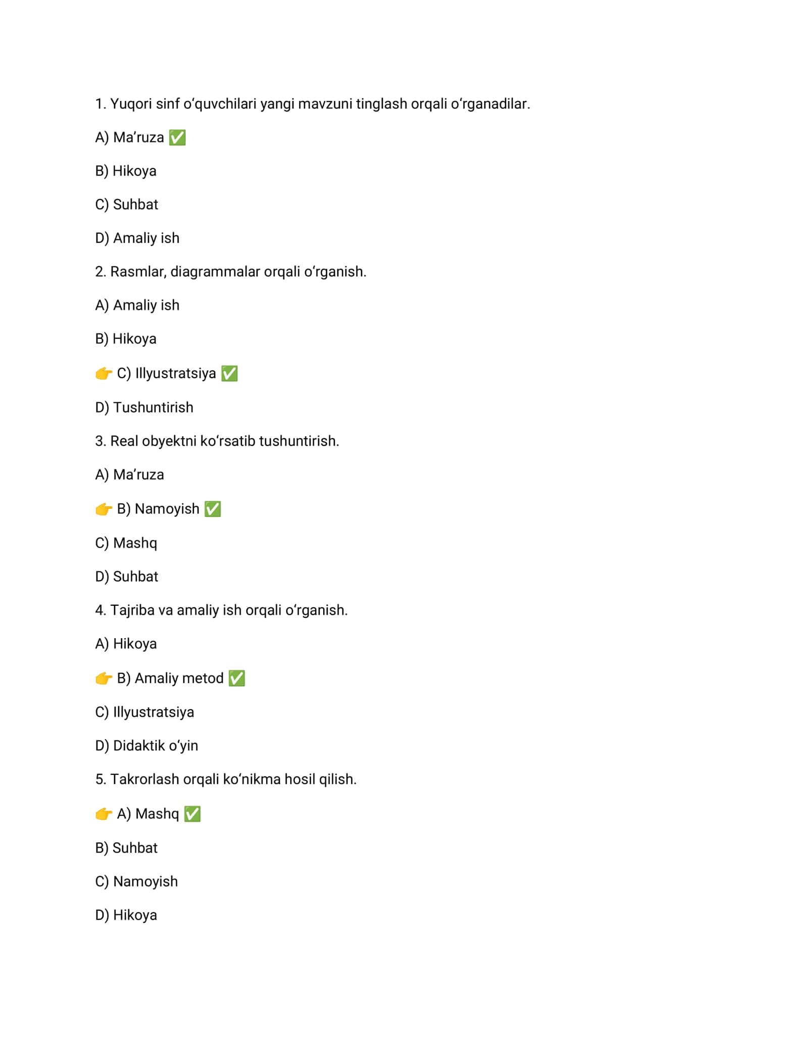 Psixologiyadan test javoblari bilan