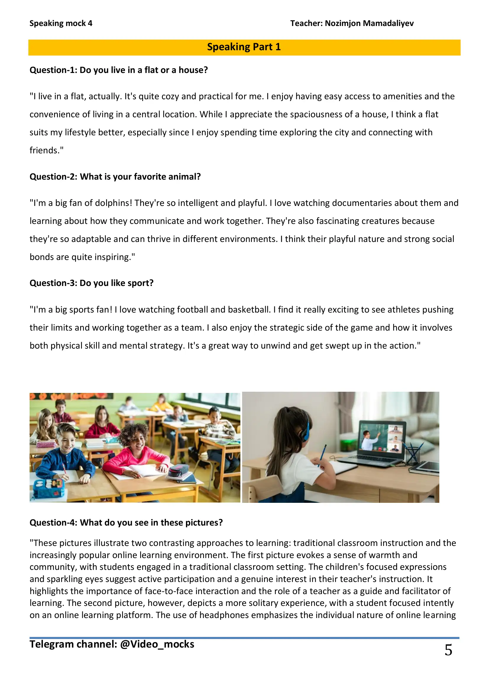 Speaking mock 4