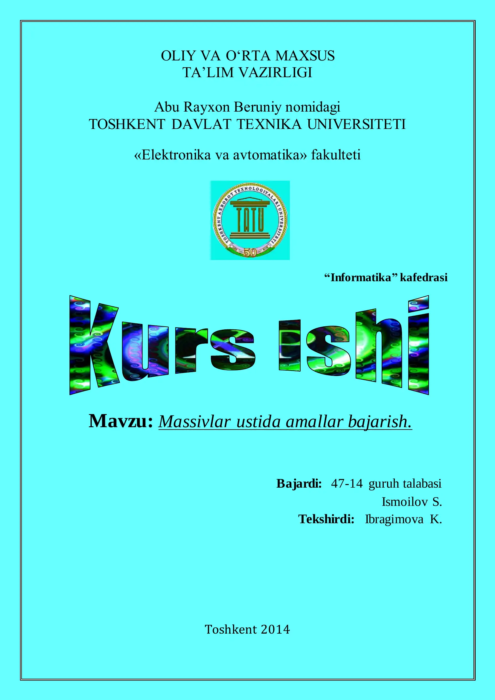 Massivlar ustida amallar bajarish