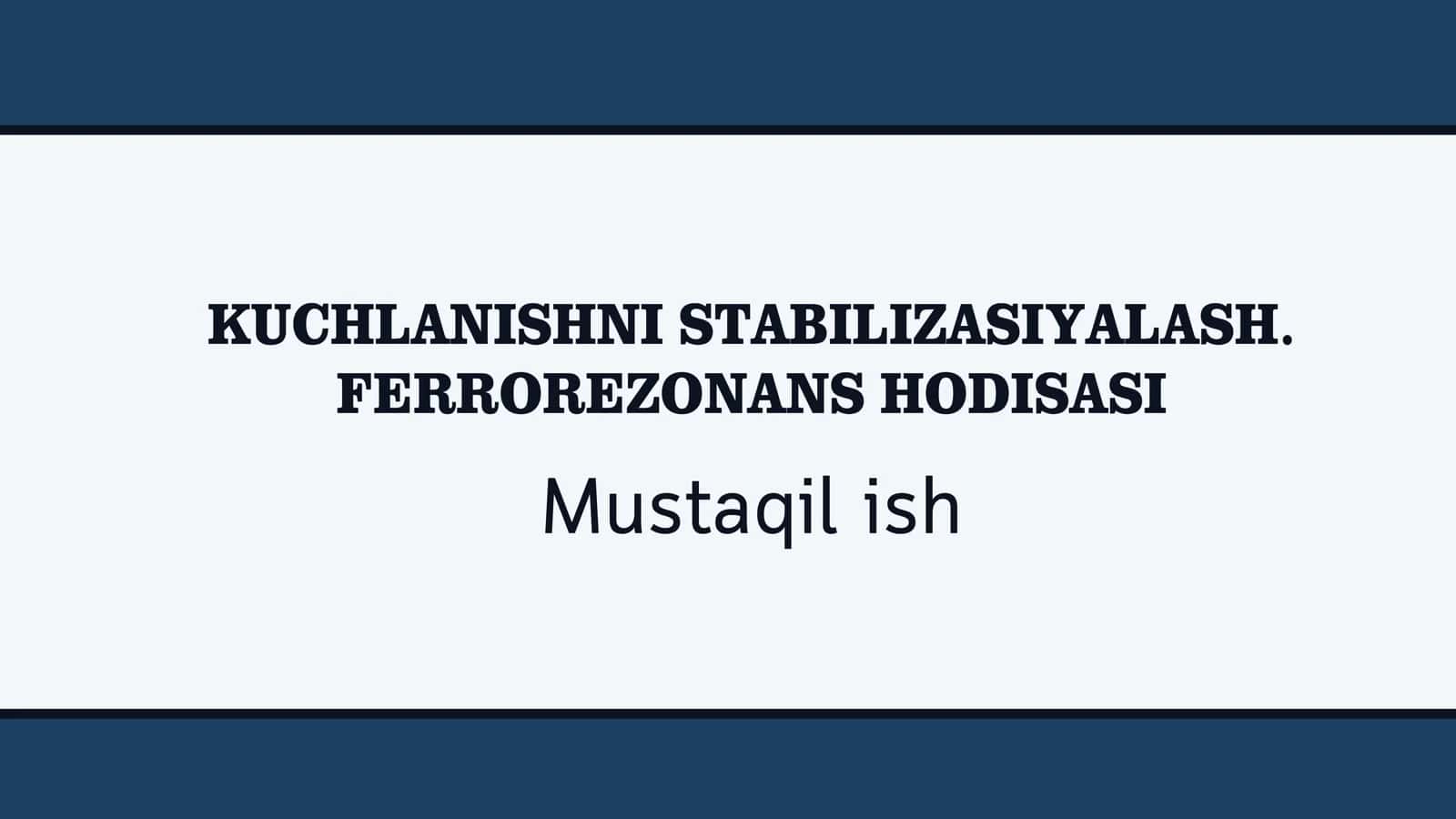 FERROREZONANS HODISASI