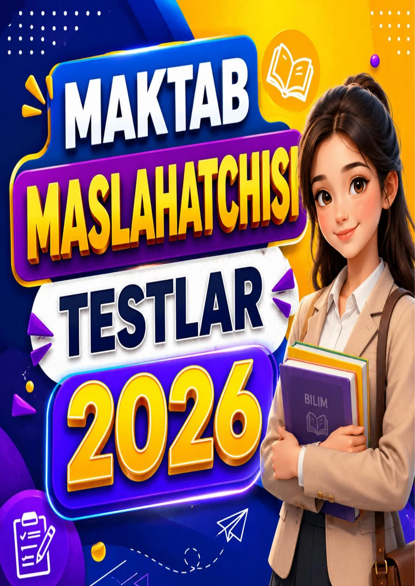 Maktab maslahatchisi 1000+ test savollari / Мактаб маслаҳатчиси 1000+ тест саволлари