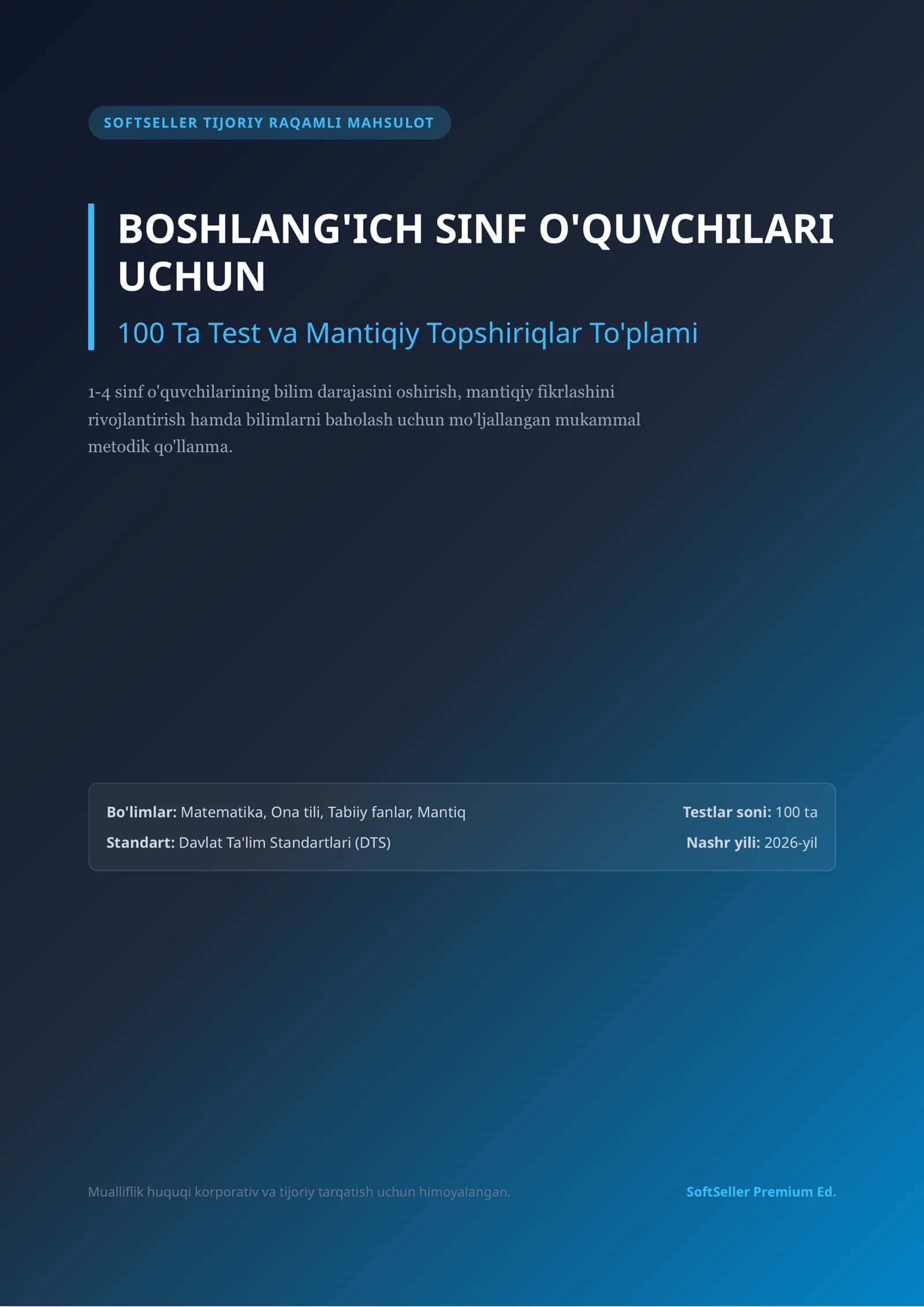 Boshlang'ich sinf o'quvchilari uchun test to'plami